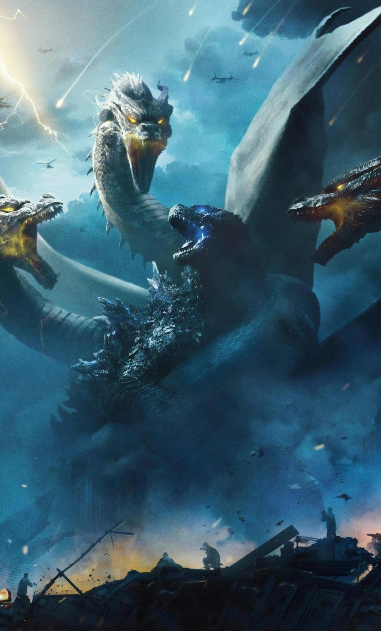 1280x2120 Download 2019 movie, godzilla: king of the monsters, dragon vs godzilla, poster 1280x2120 wallpaper, iphone 6 plus, 1280x2120 HD image, background, 21270
