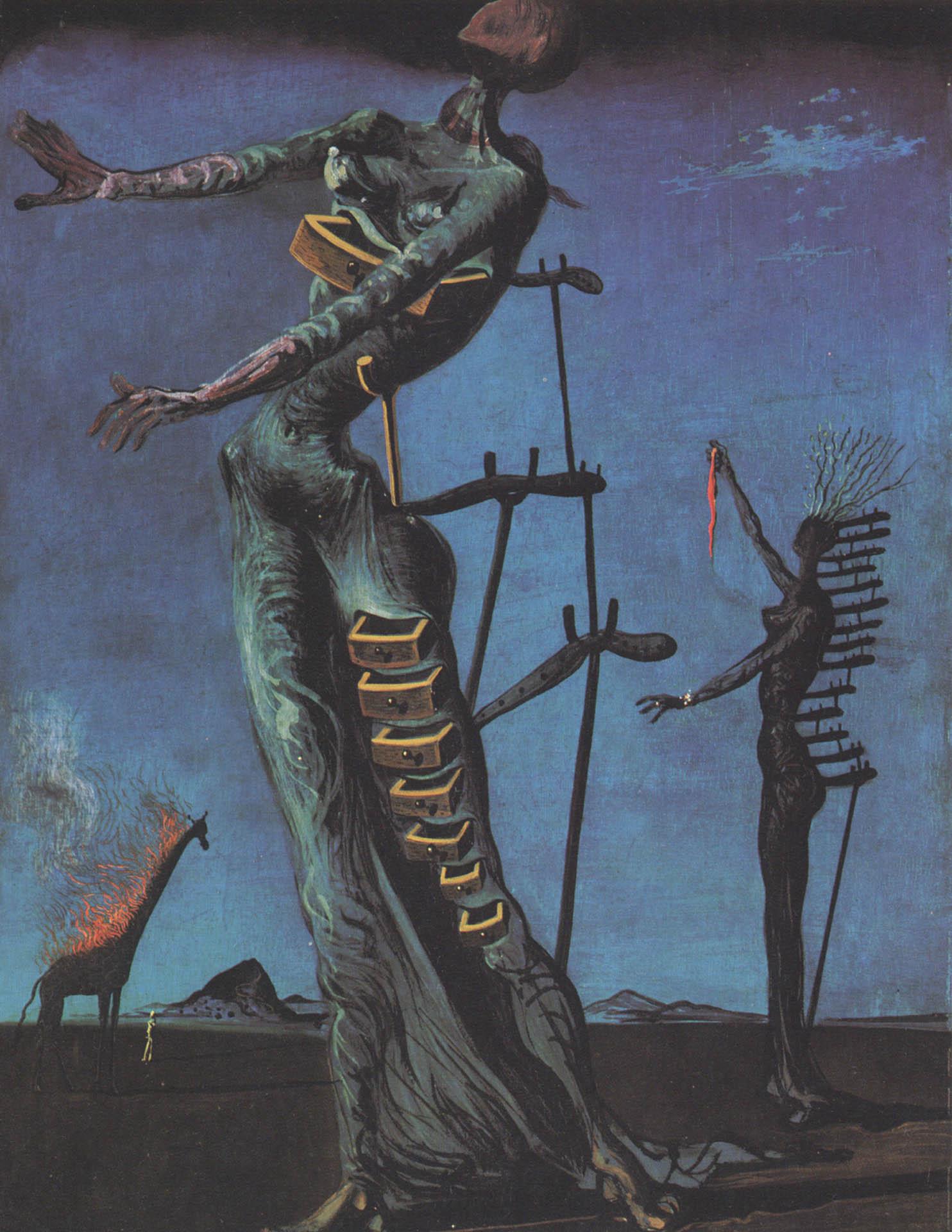 1484x1920 Burning Giraffe surrealist salvador dali art wallpaper