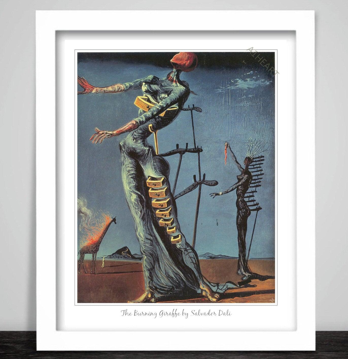1372x1413 The Burning Giraffe by Salvador Dali Print Poster. Giant Red