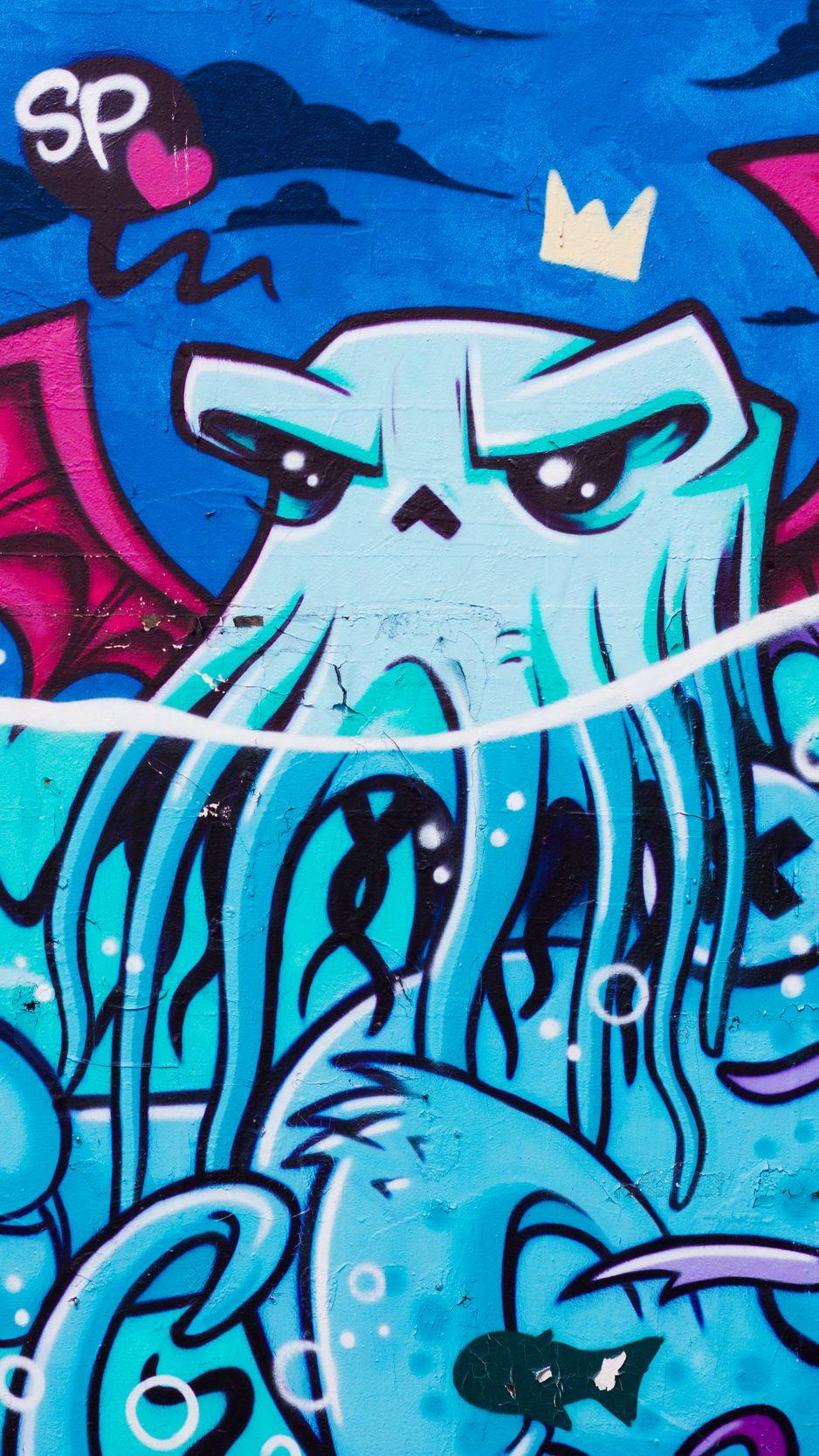 938x1668 Download Wallpaper 938x1668 Graffiti, Octopus, Street Art Iphone 8 7 6s 6 For Parallax HD Background