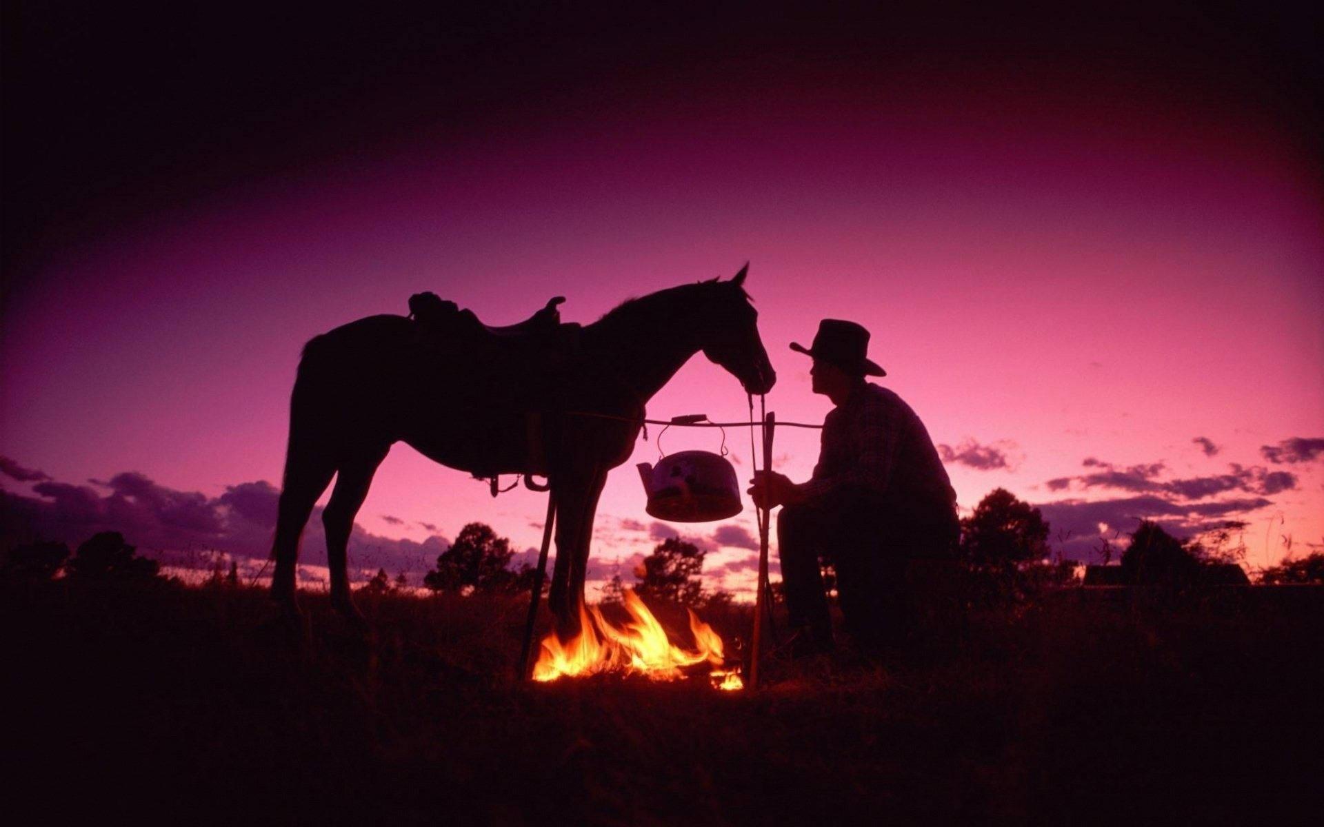 1920x1200 Download Western Cowboy And Bonfire Wallpaper