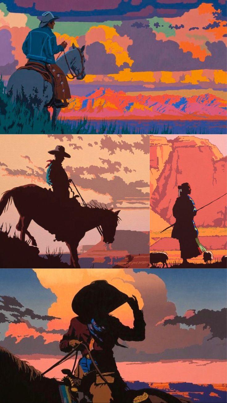 736x1308 Old West Collage. West art, Western art, Cowboy art