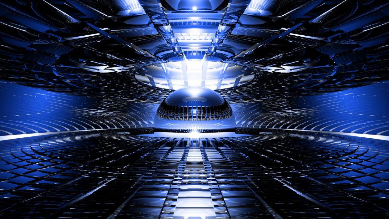 1244x700 Abstract 3D cg digital art chrome shine bright blue light wallpaperx1080