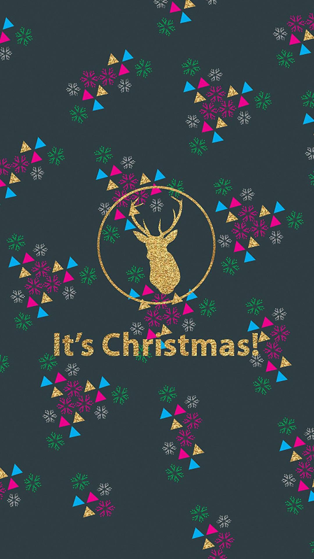 1080x1920 Download Gold Deer Festive Christmas iPhone Wallpaper