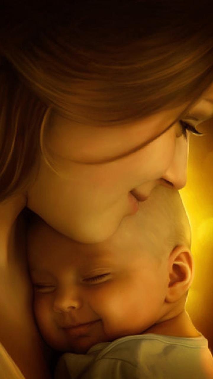 720x1280 Download Mother love baby girl wallpaper for your mobile cell phone