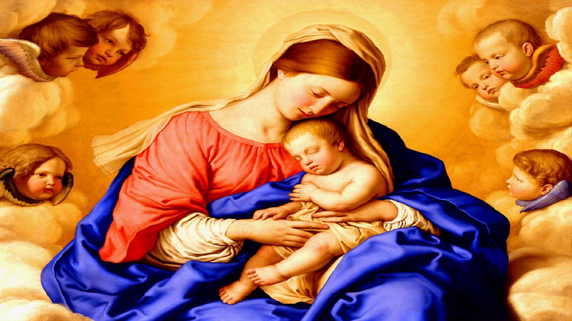 1920x1080 Beautiful Image Of Mother Mary With Baby Jesus