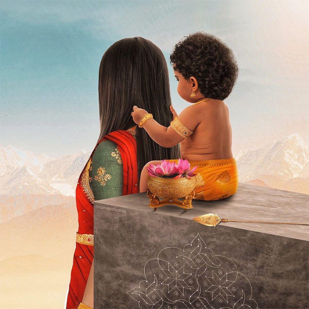 1080x1080 Rames Harikrishnasamy on Instagram: “#conceptart: “Mother, You've forgotten to add flowers to Your hair! Let me. Childhood art, Goddess artwork, God illustrations