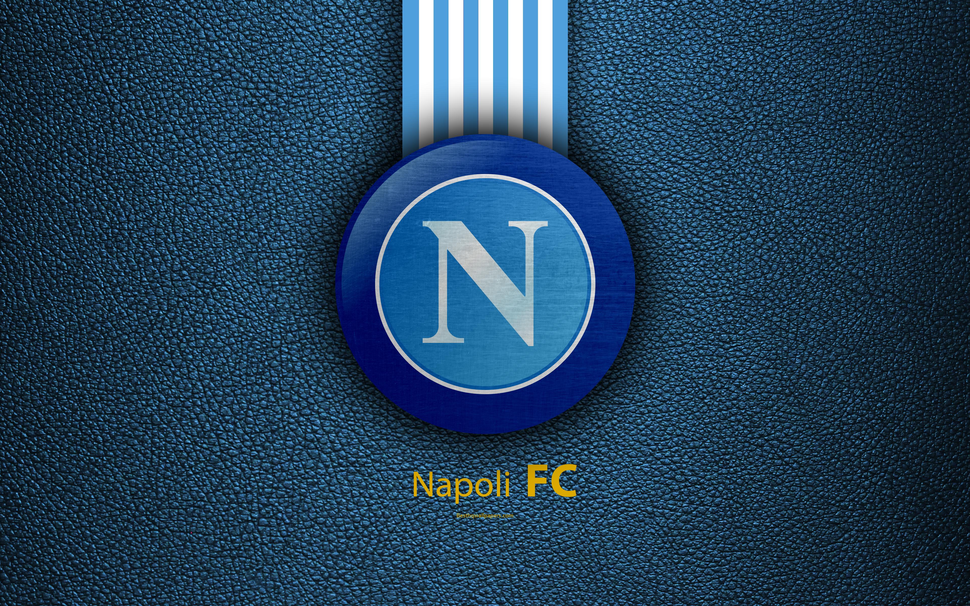 3840x2400 Download wallpaper Napoli FC, 4k, Italian football club, Serie A, emblem, logo, leather texture, Naples, Italy, Italian Football Championships, SSC Napoli for desktop with resolution 3840x2400. High Quality HD picture wallpaper