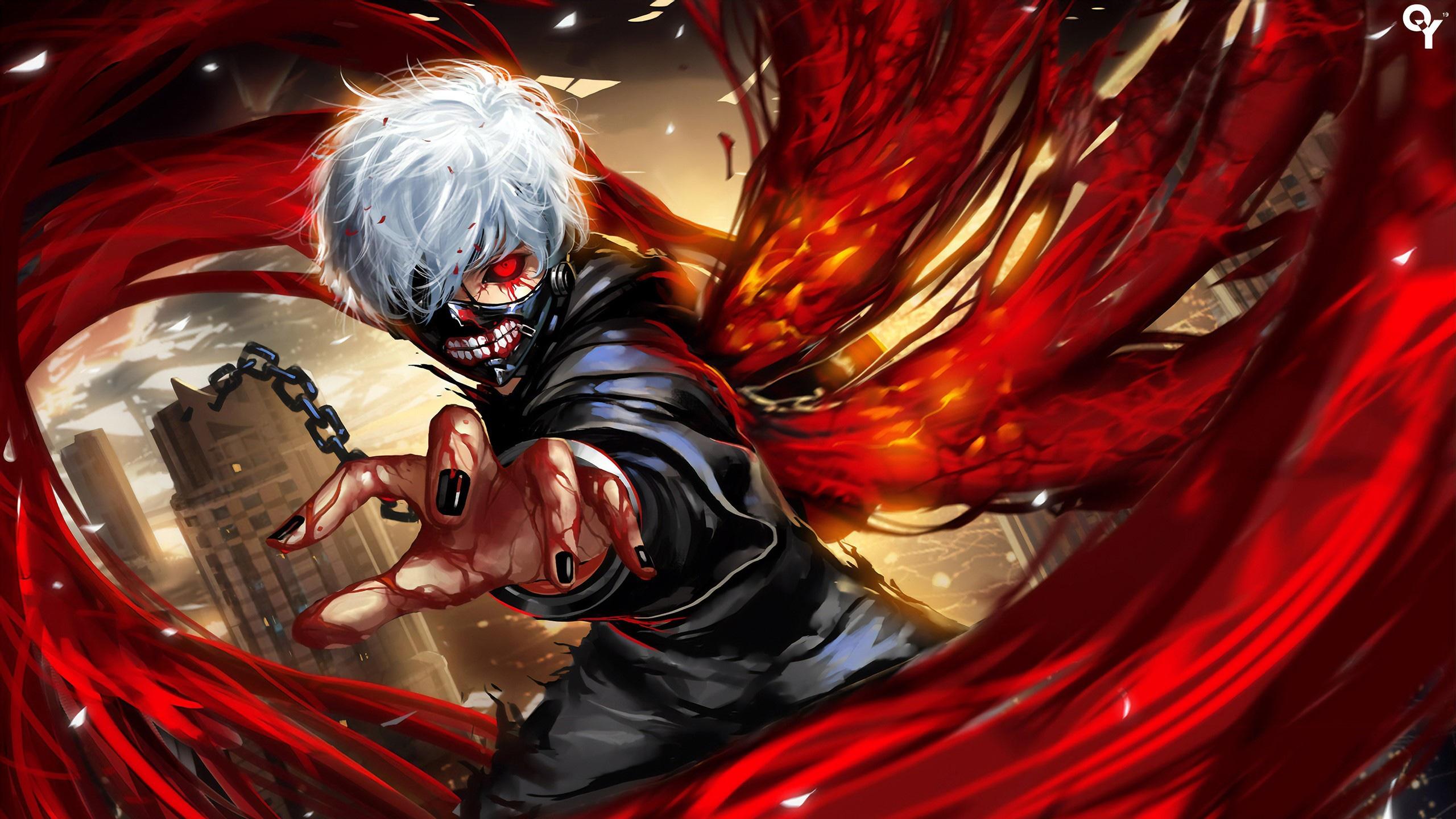 2560x1440 Wallpaper / tokyo ghoul, ken kaneki, anime, artist, artwork, digital art, hd, free download