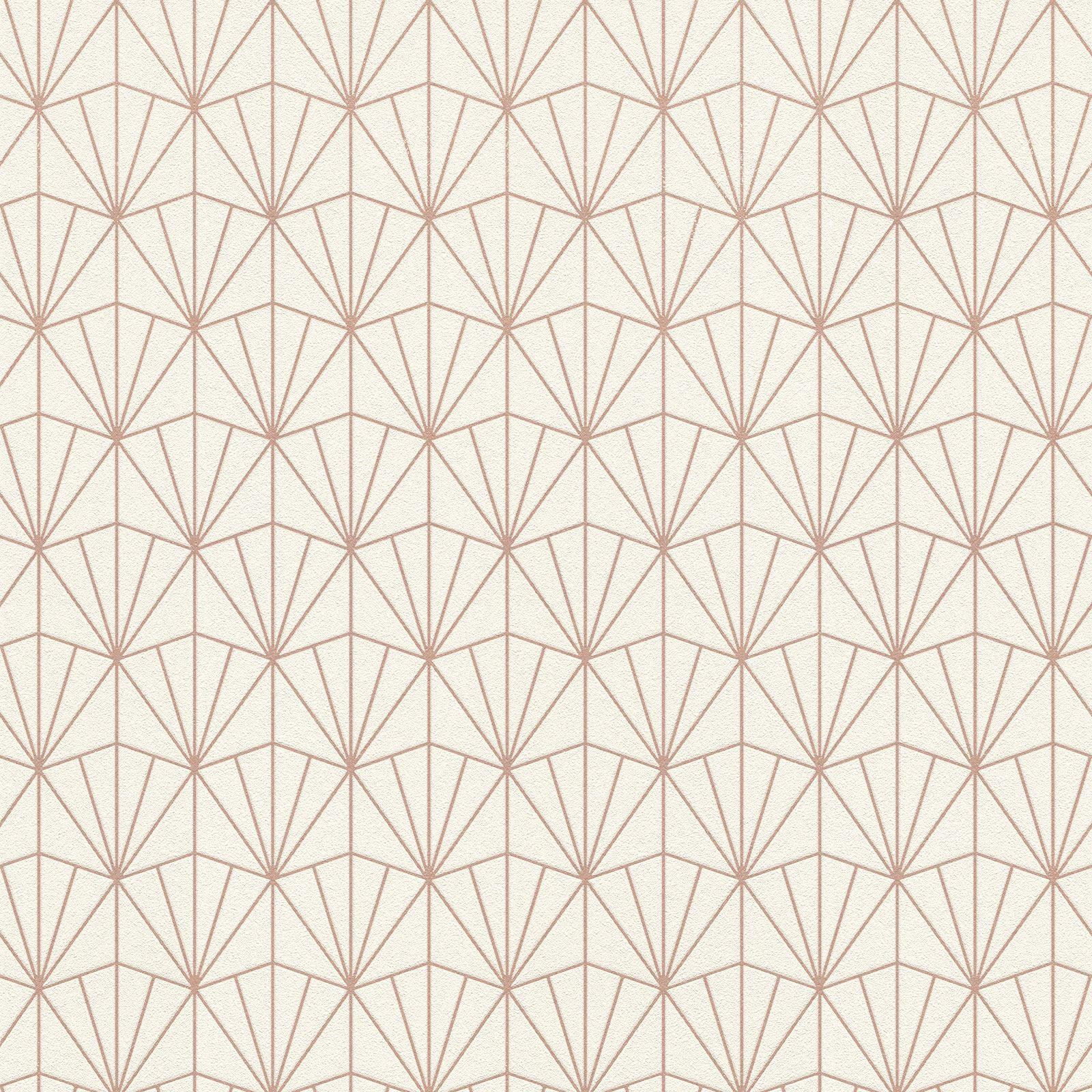 1600x1600 MODERN ART DECO TRIANGLES WALLPAPER CREAM / ROSE GOLD 434040