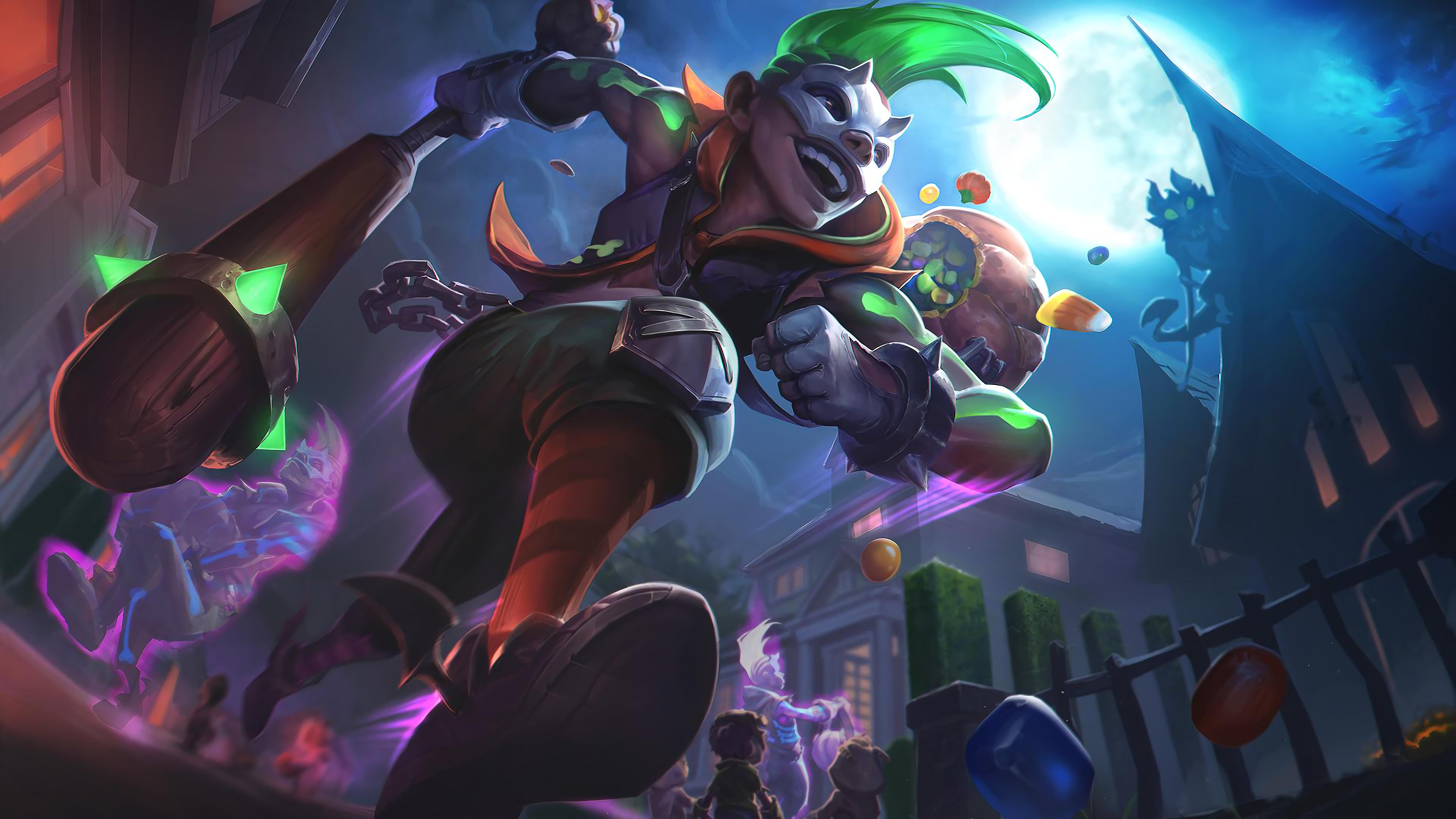 7680x4320 Wallpaper 4k Trick or Treat Ekko Splash Art League Of Legends LoL lol Wallpaper