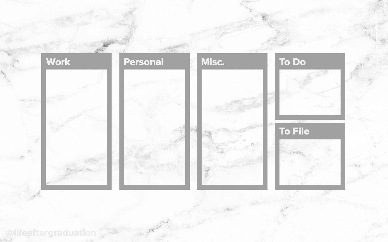 1280x800 white marble desktop organizer and wallpaper. Marble