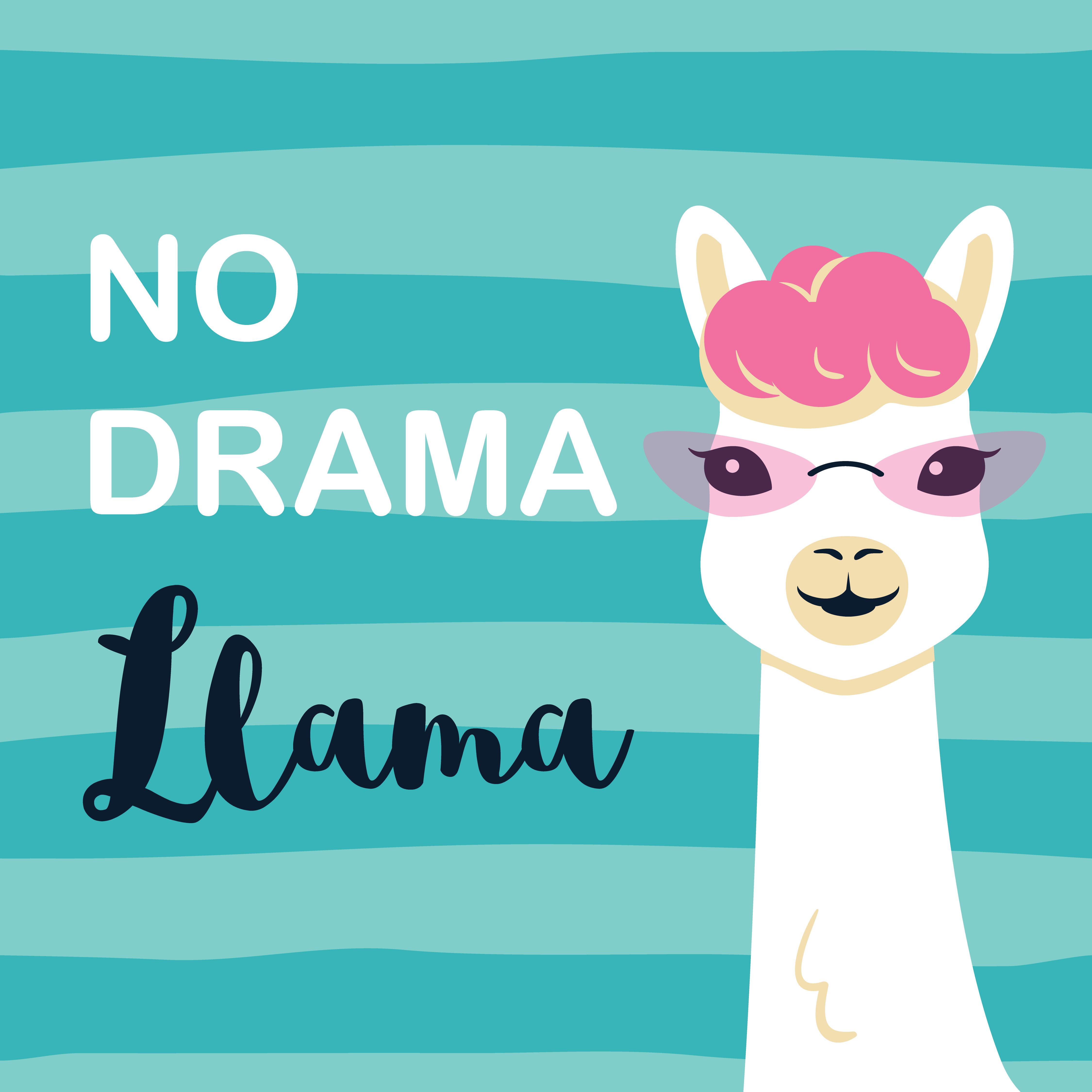 4500x4500 Cute cartoon llama character with No drama llama motivational quote
