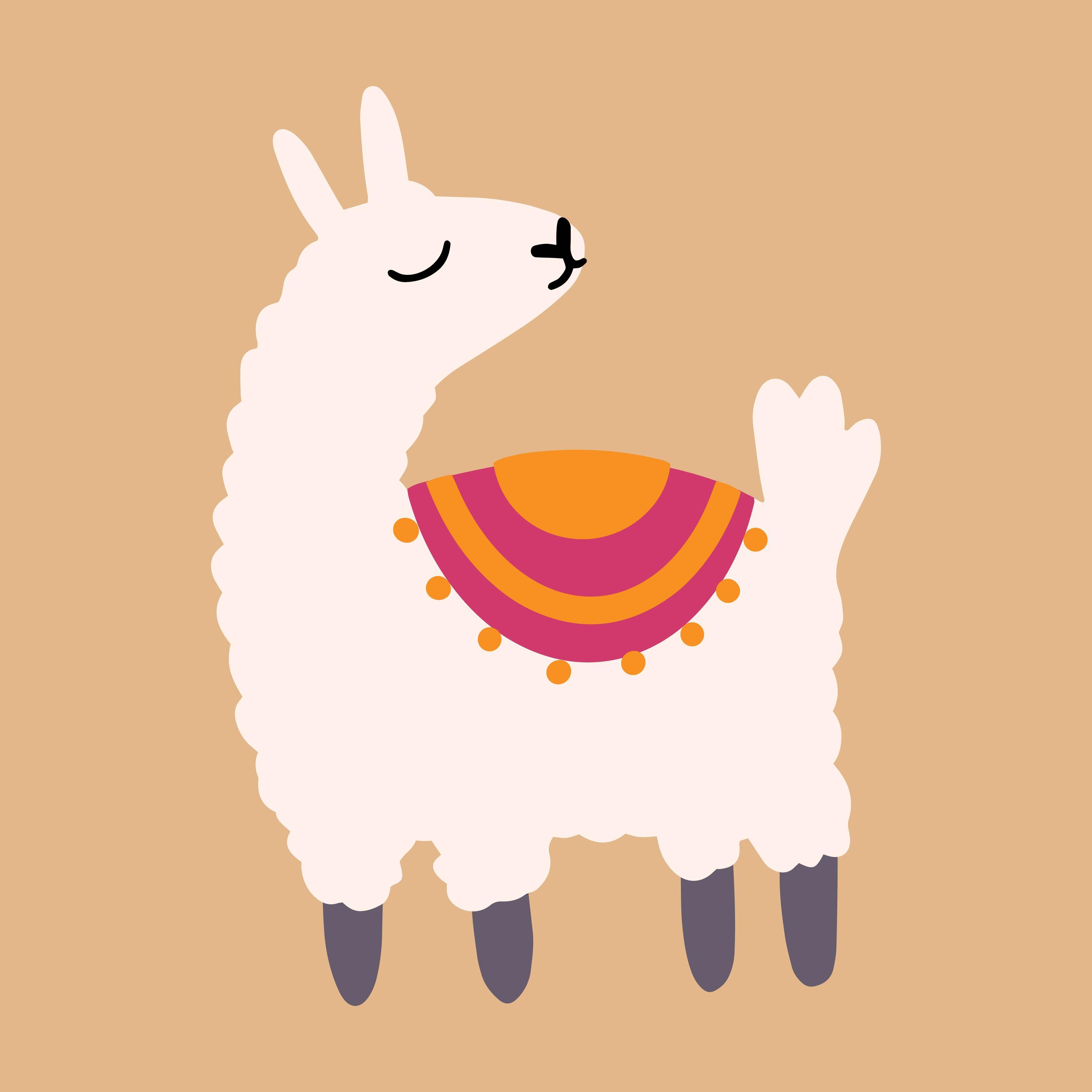 Cute Cartoon Llama