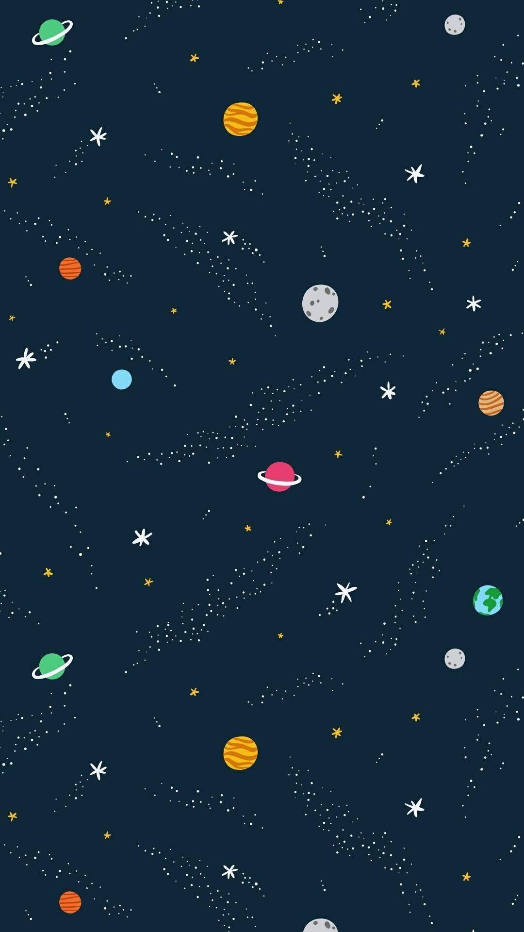 1080x1920 Cartoon Space Wallpaper