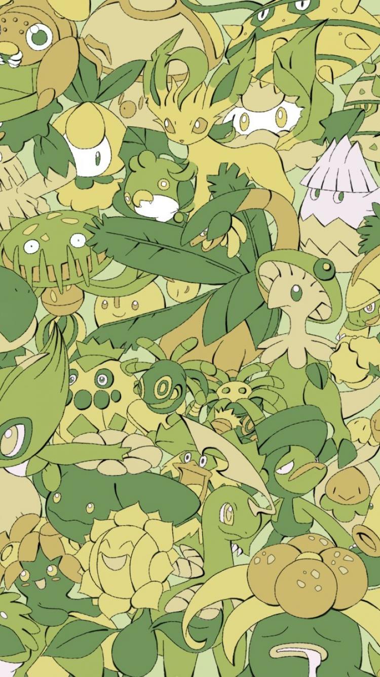 750x1334 Grass Type Pokémon Wallpaper