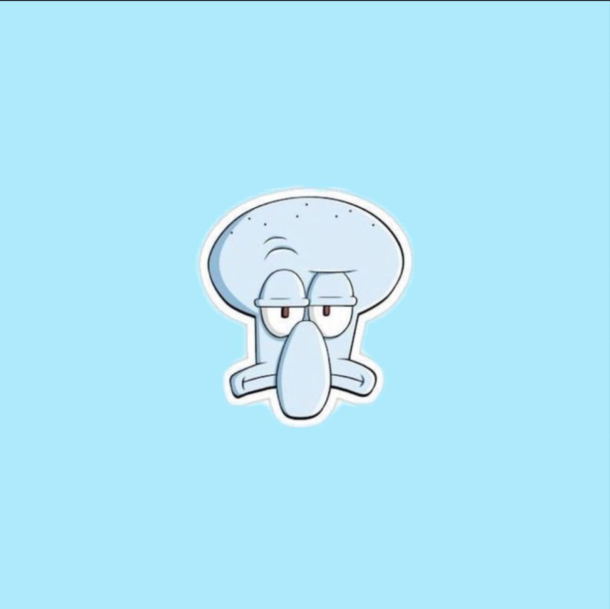 1242x1240 squid wallpaper. Blue aesthetic pastel, Spongebob wallpaper, Light blue aesthetic