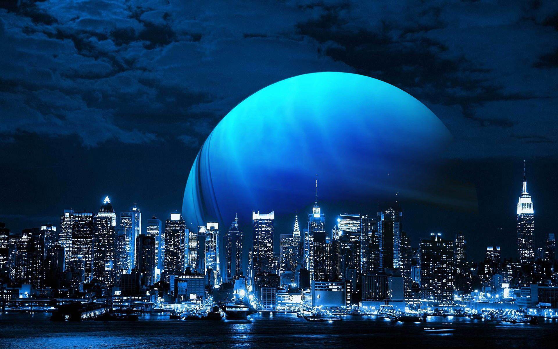 1920x1200 Beautiful Blue Moon Wallpaper