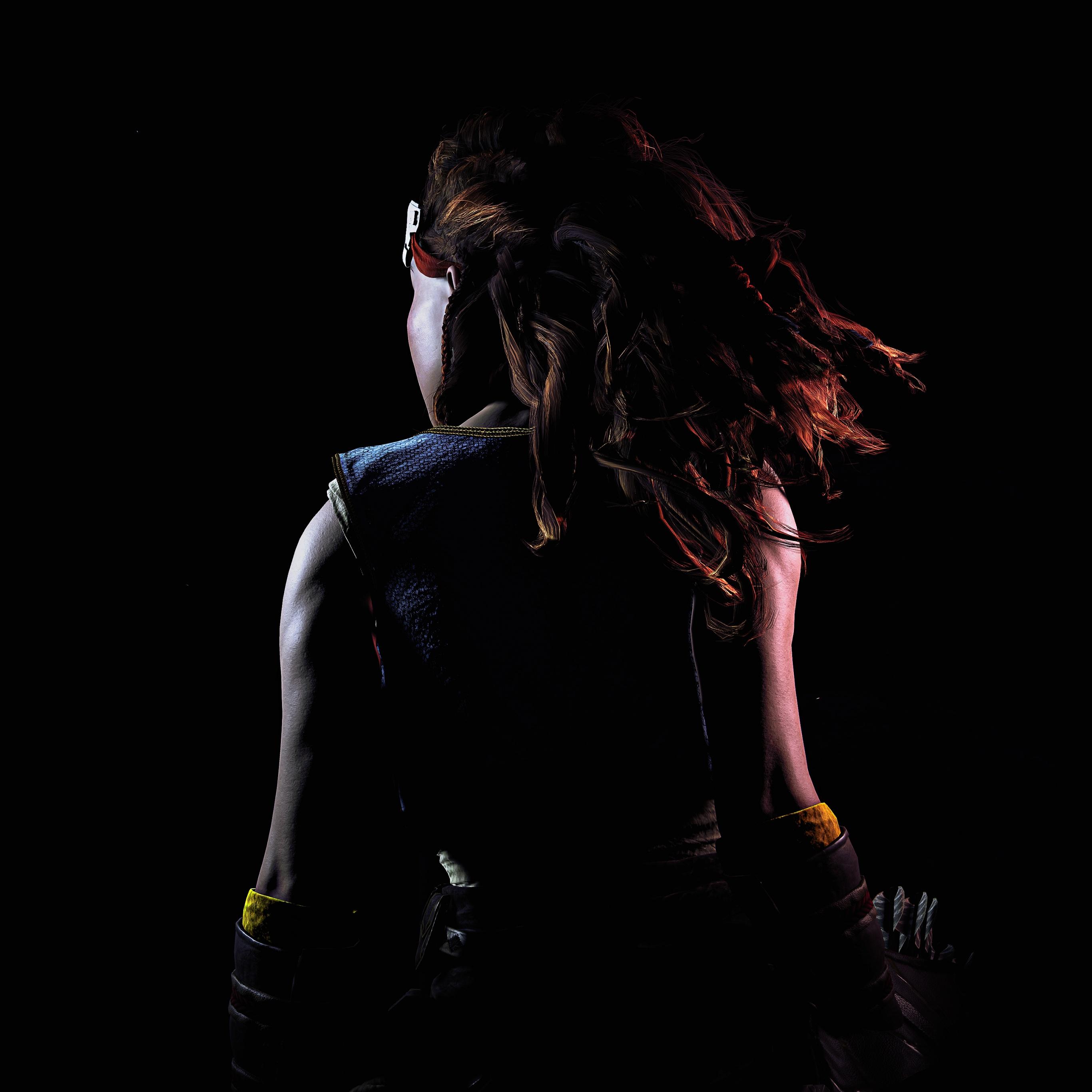 2732x2732 Aloy Wallpaper 4K, Horizon Zero Dawn, AMOLED, Black Background, Black Dark