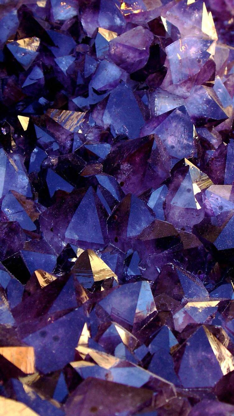 752x1334 Download Purple and Gold Crystal Aesthetic Wallpaper