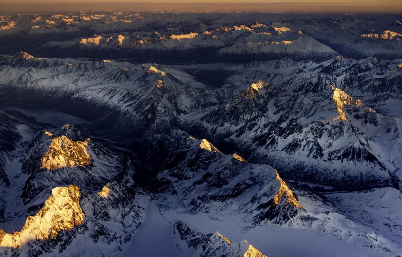1332x850 Wallpaper Alaska, Winter, Sunrise, Mountains image for desktop, section пейзажи