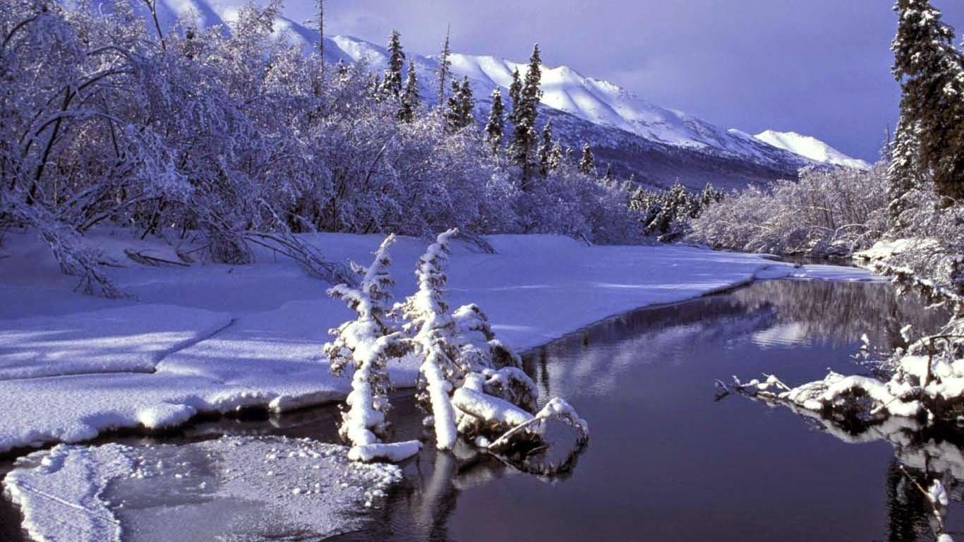 1366x768 Alaska Beautiful Winter Background Wallpaper