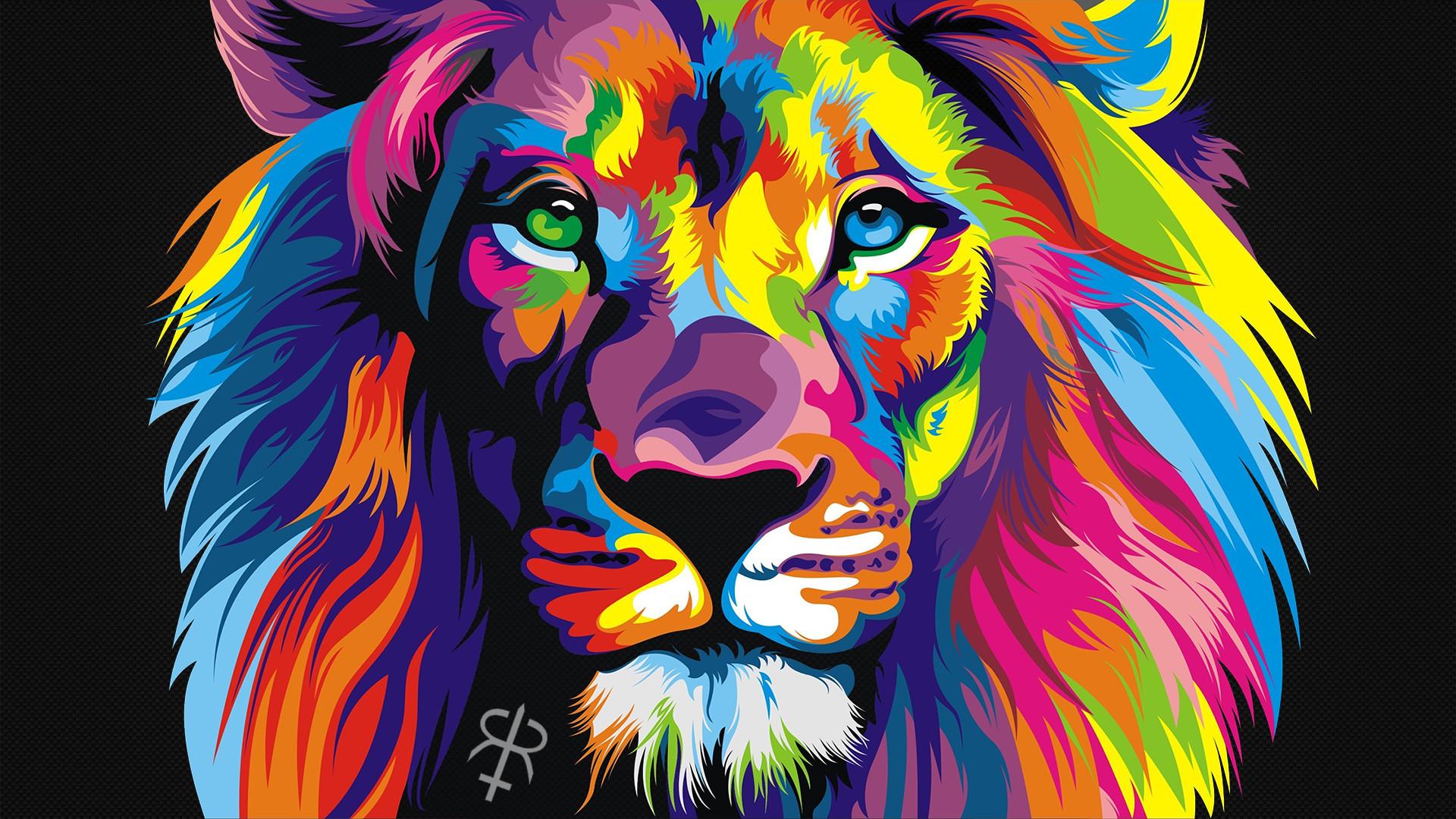 1920x1080 Rainbow Lion Wallpaper