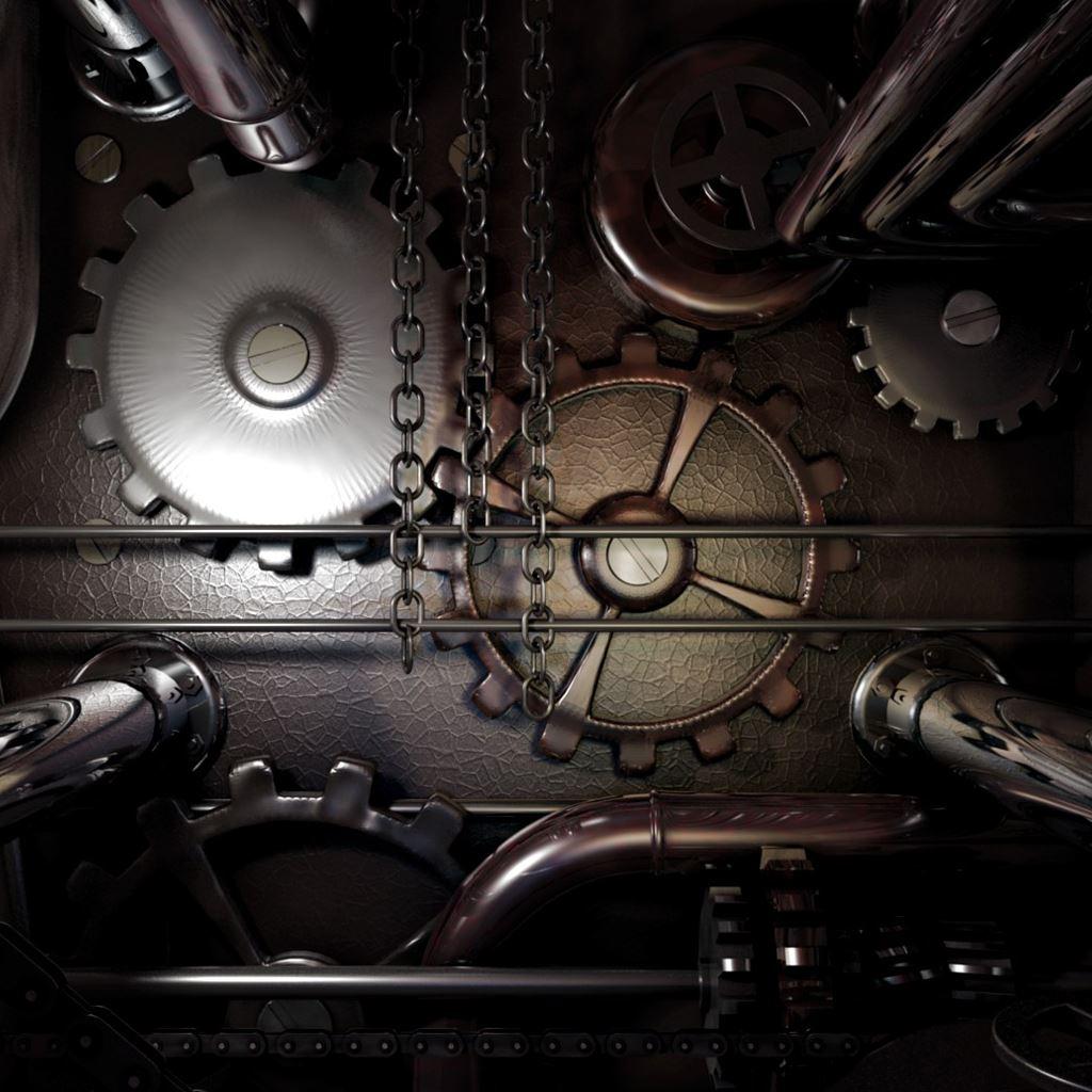 1024x1024 Gears machine steampunk iPad Wallpaper Free Download