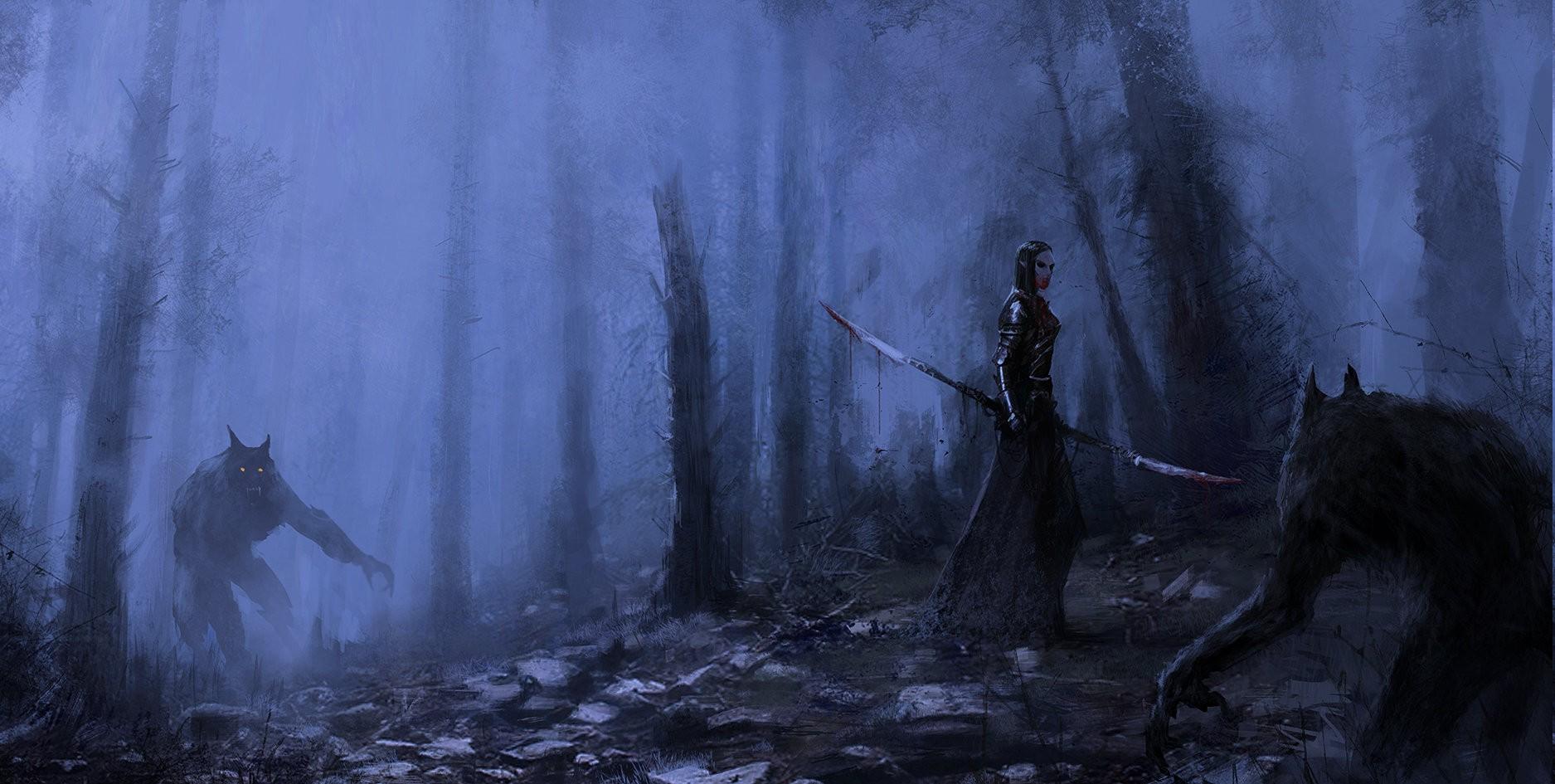 1875x945 fantasy Art, Werewolves, Vampires Wallpaper HD / Desktop and Mobile Background