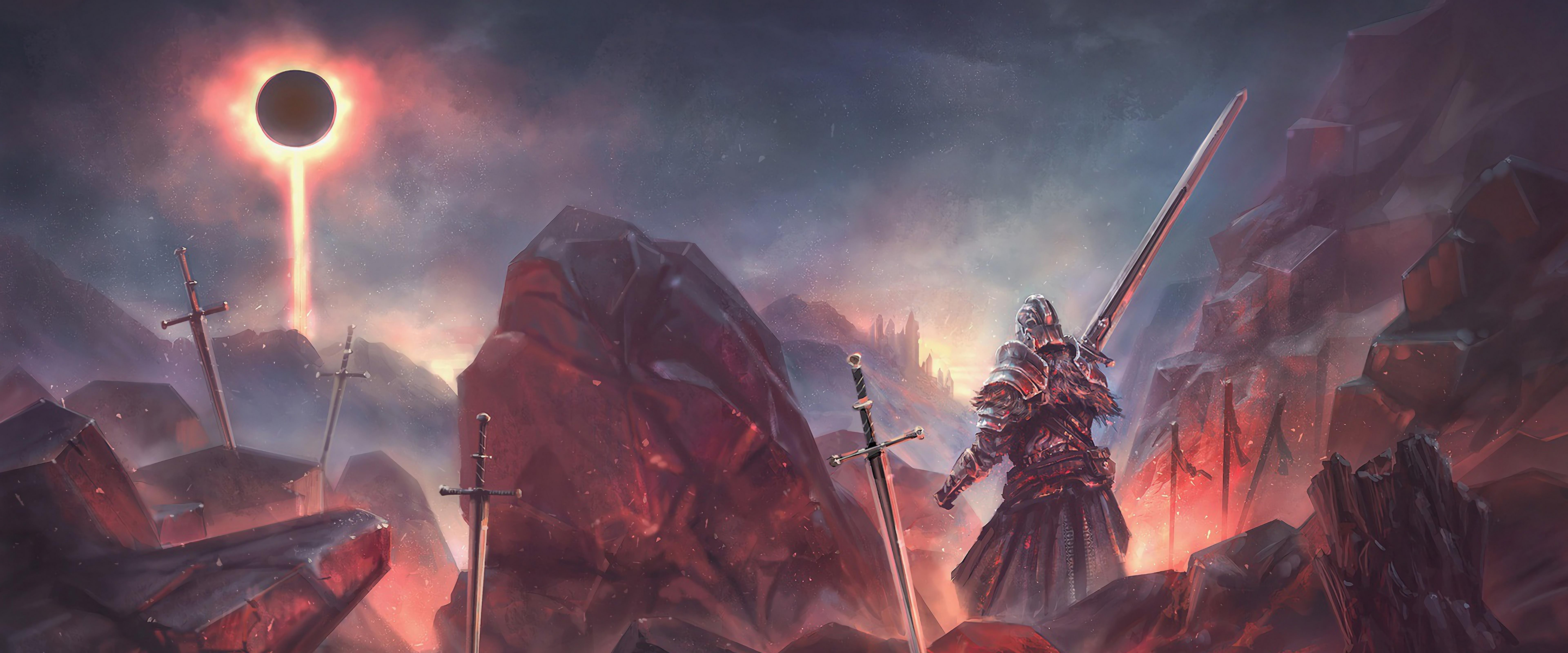 7680x3200 Dark Souls Knight 4K Wallpaper