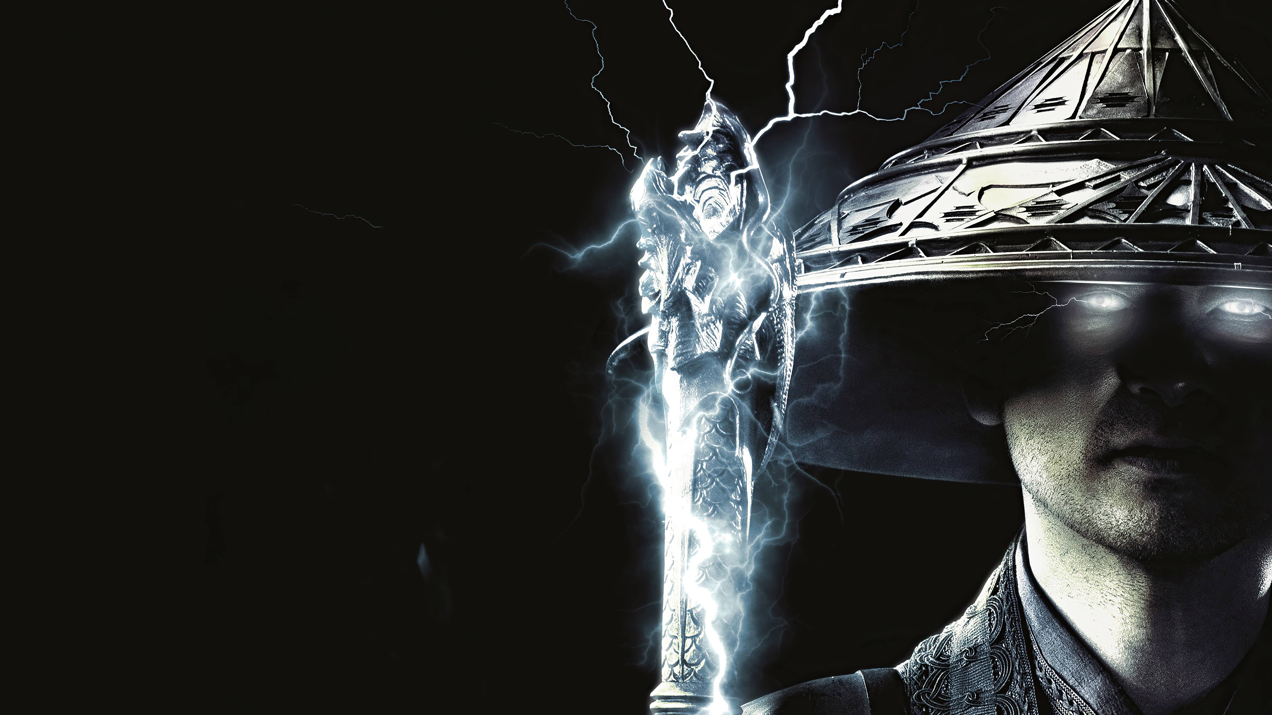 5120x2880 Raiden on a black background character of the movie Mortal Kombat, 2021 Desktop wallpaper 2560x1600