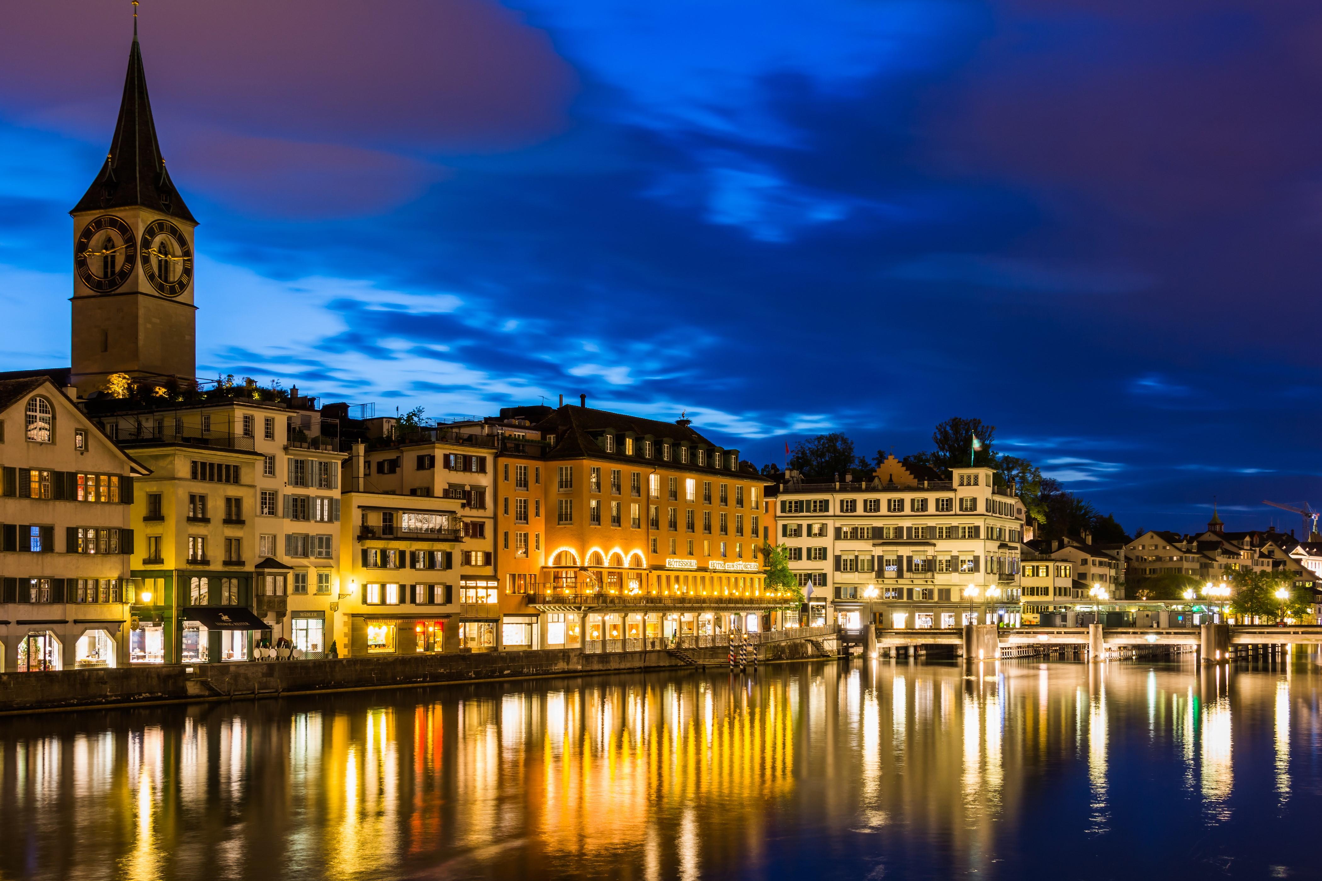 4200x2800 Switzerland, Rivers, Zurich, Night Gallery HD Wallpaper