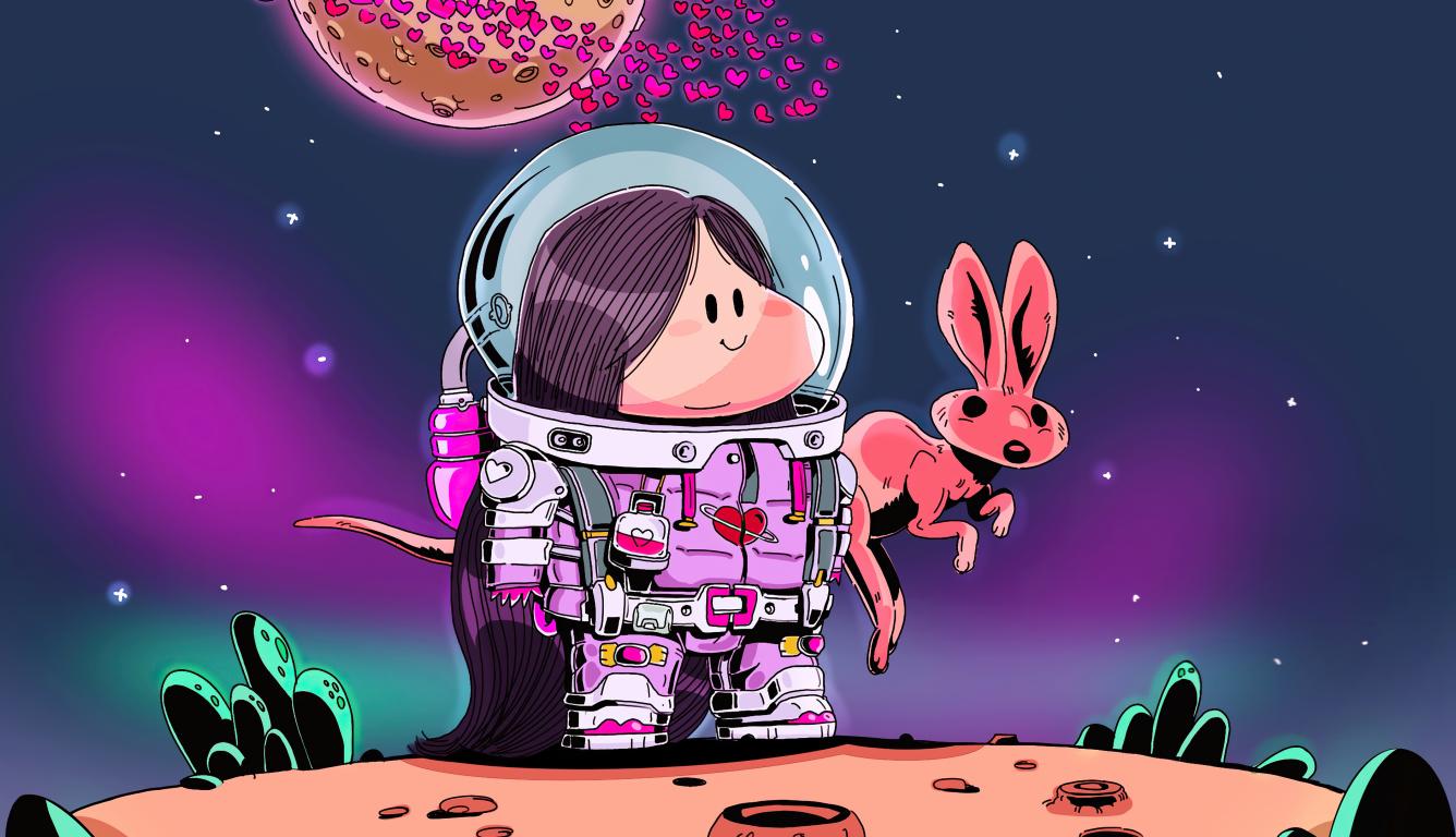 1336x768 Cute Astronaut Little Girl with Kangaroo HD Laptop Wallpaper, HD Artist 4K Wallpaper, Image, Photo and Background