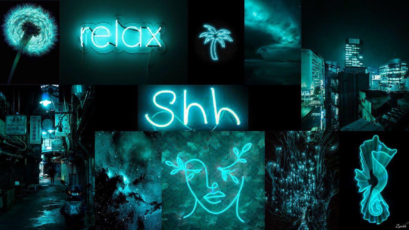 1362x768 Neon Teal aesthetic wallpaper laptop. Aesthetic wallpaper, Wallpaper, Neon signs