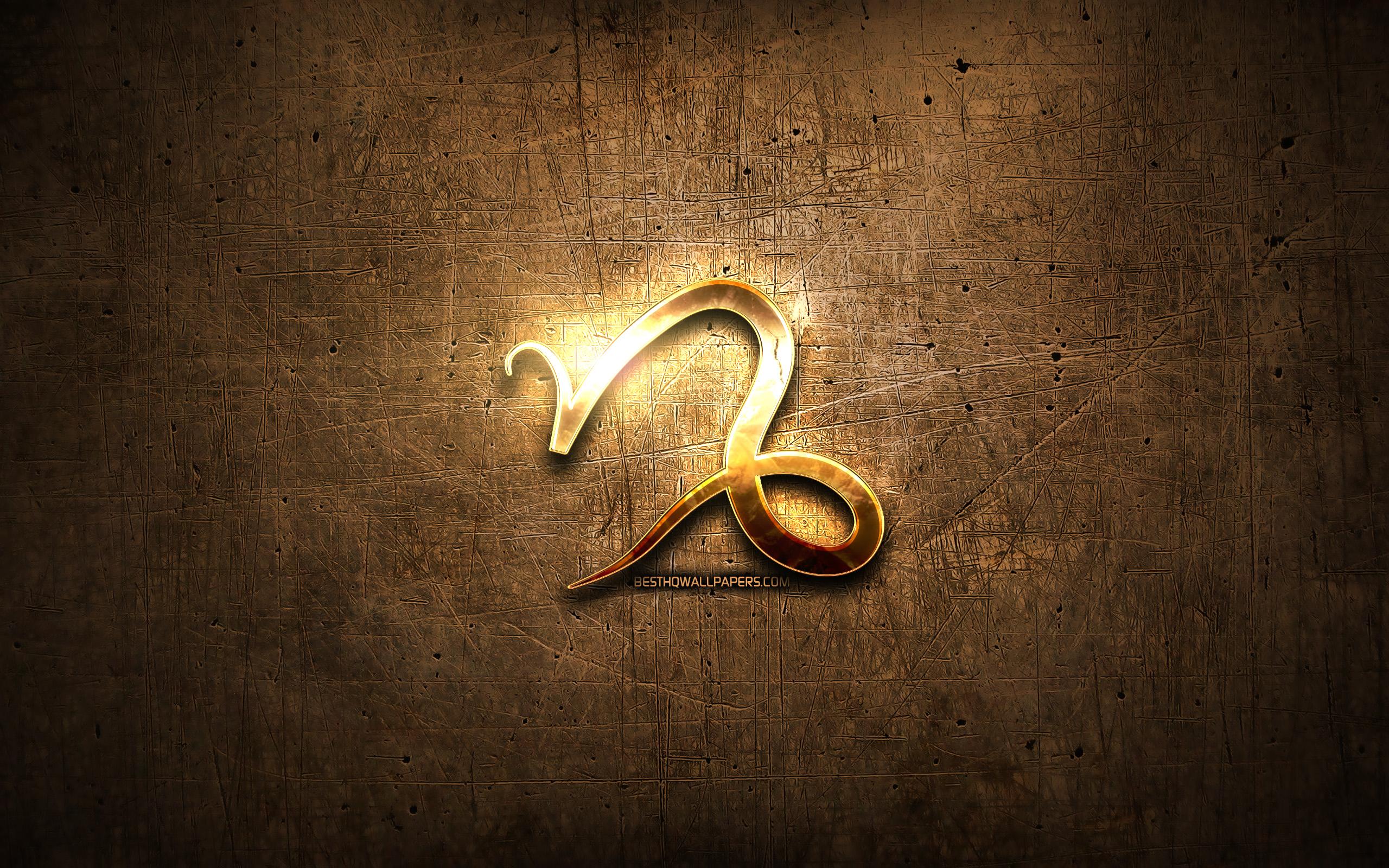2560x1600 Download wallpaper Capricorn golden symbol, brown metal background, zodiac symbols, Capricorn zodiac sign, astrology, Capricorn, astrological sign, Horoscope signs, creative art, Capricorn zodiac symbol for desktop with resolution 2560x1600. High