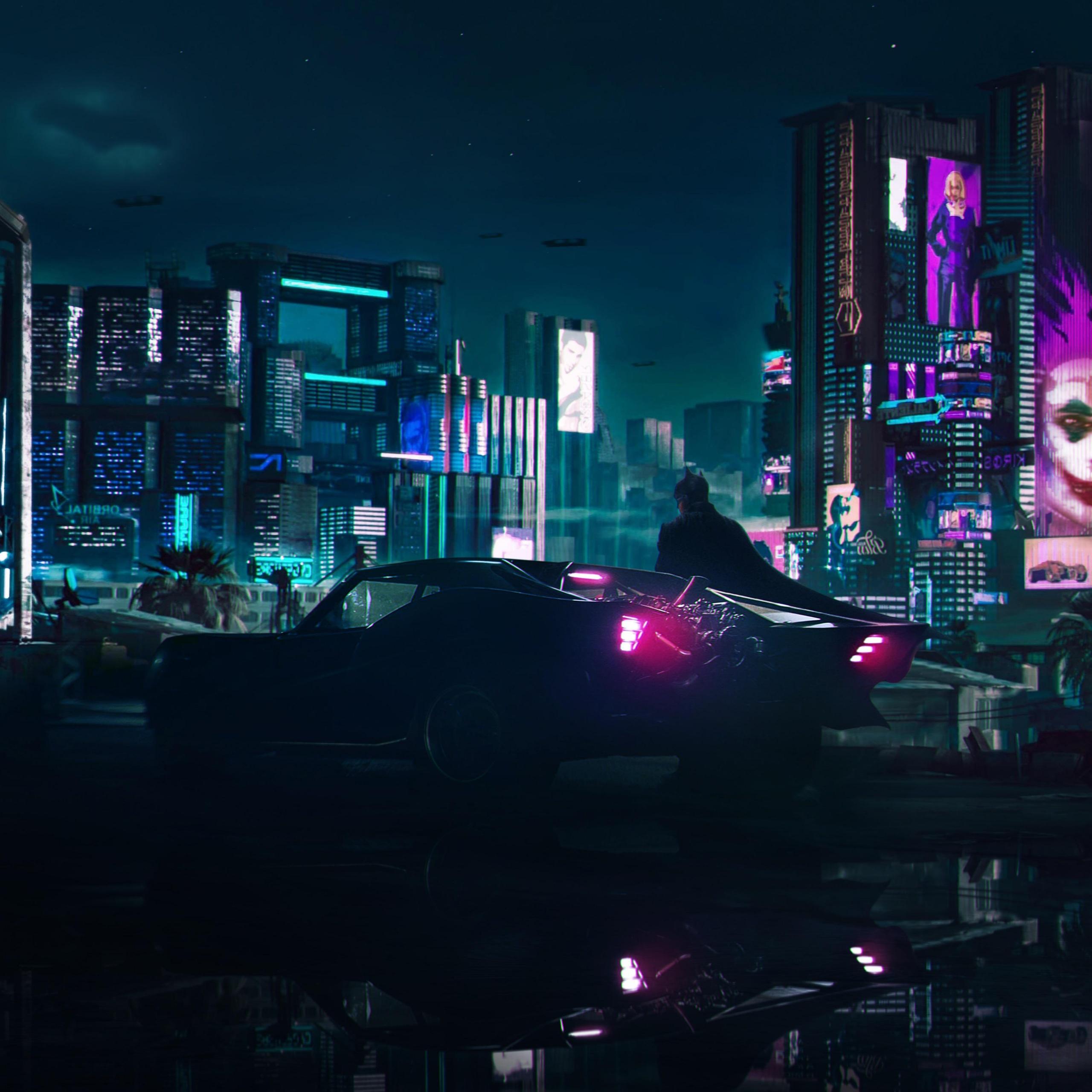 2560x2560 Batman Wallpaper 4K, Batmobile, Cyberpunk, Graphics CGI