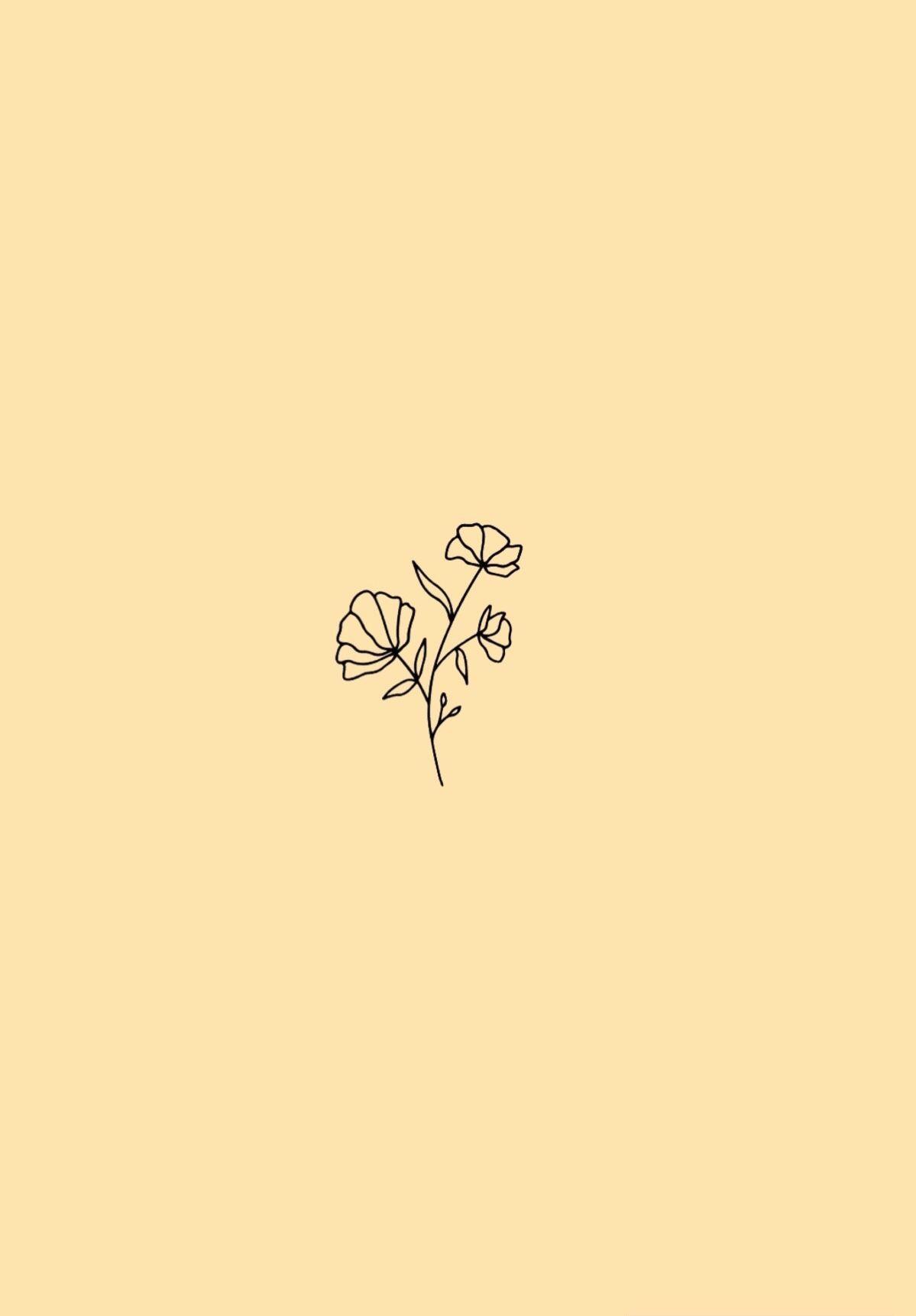 1199x1723 hình nền hoa tối giản;  nền màu vàng nhạt