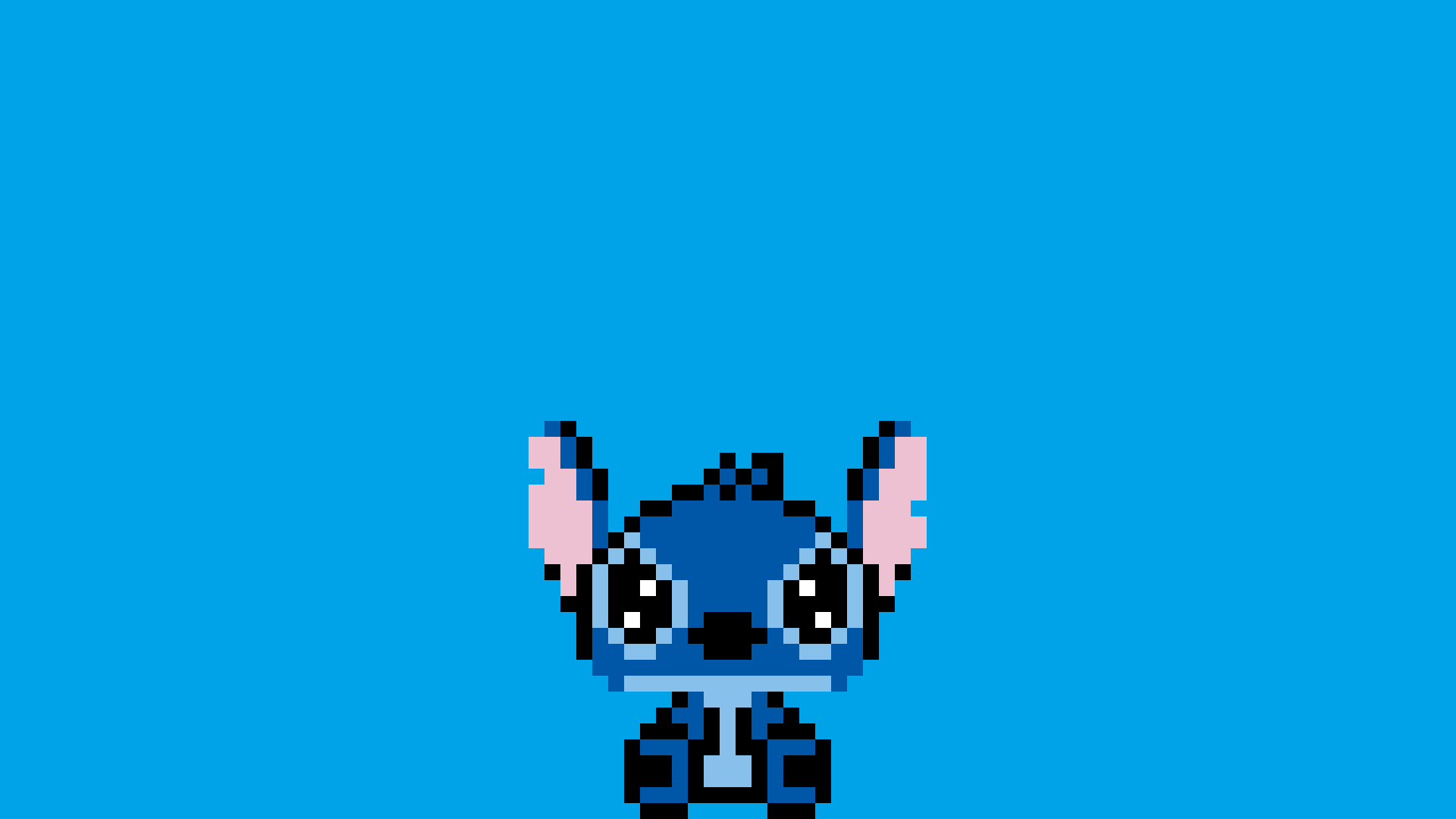 1920x1080 Wallpaper / Lilo and Stitch, Stitch, blue, pixel art, pixels, cyan, cyan background free download