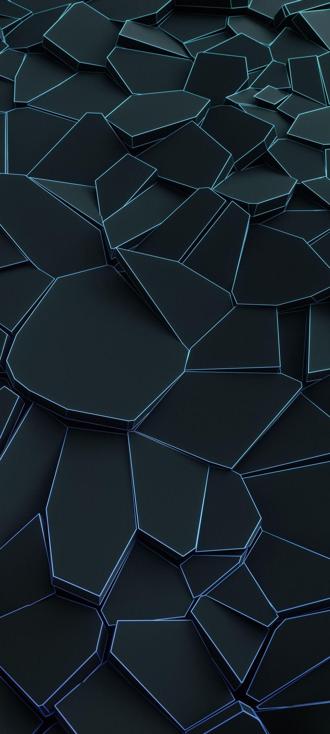 1080x2400 Black Blue Blocks Phone Wallpaper