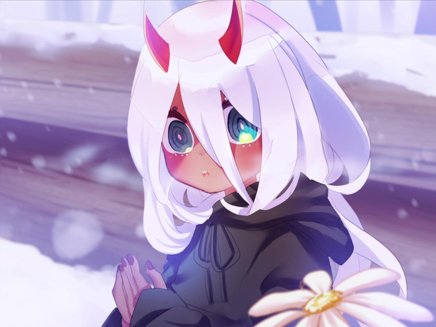 1400x1050 Download cute, devil, anime girl, zero two 1400x1050 wallpaper, standard 4:3 fullscreen 1400x1050 HD image, background, 5858