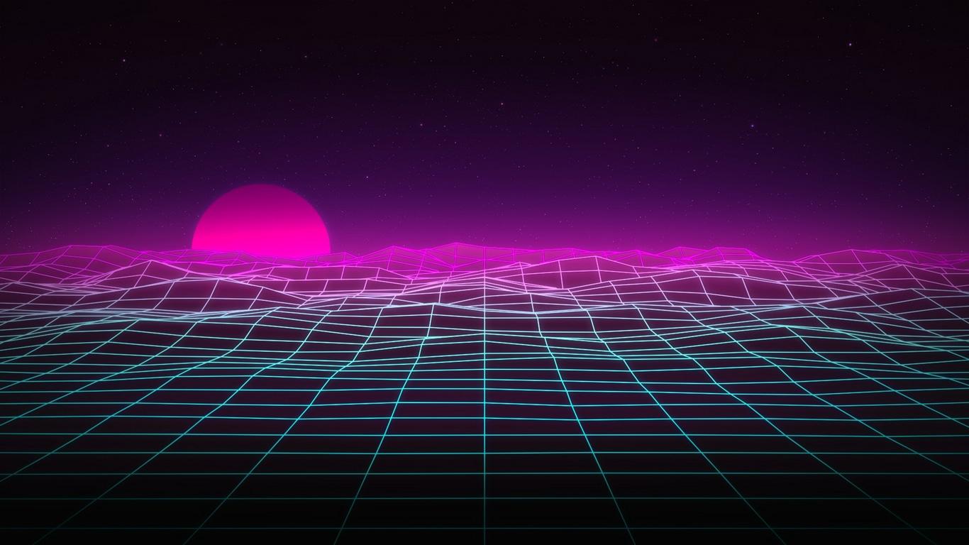 1366x768 Wallpaper / synthwave, digital art, sky, abstract free download