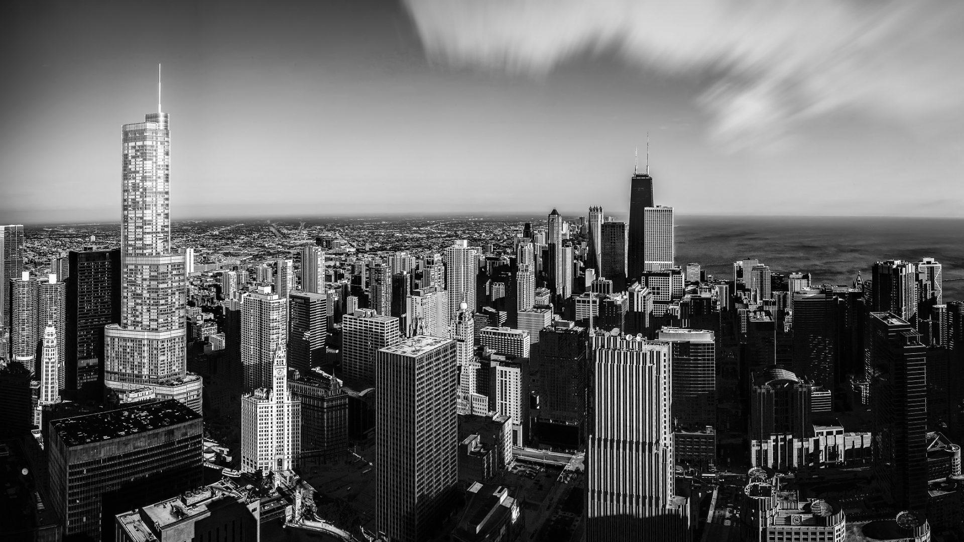1920x1080 Chicago USA (Black & White) HD Wallpaper