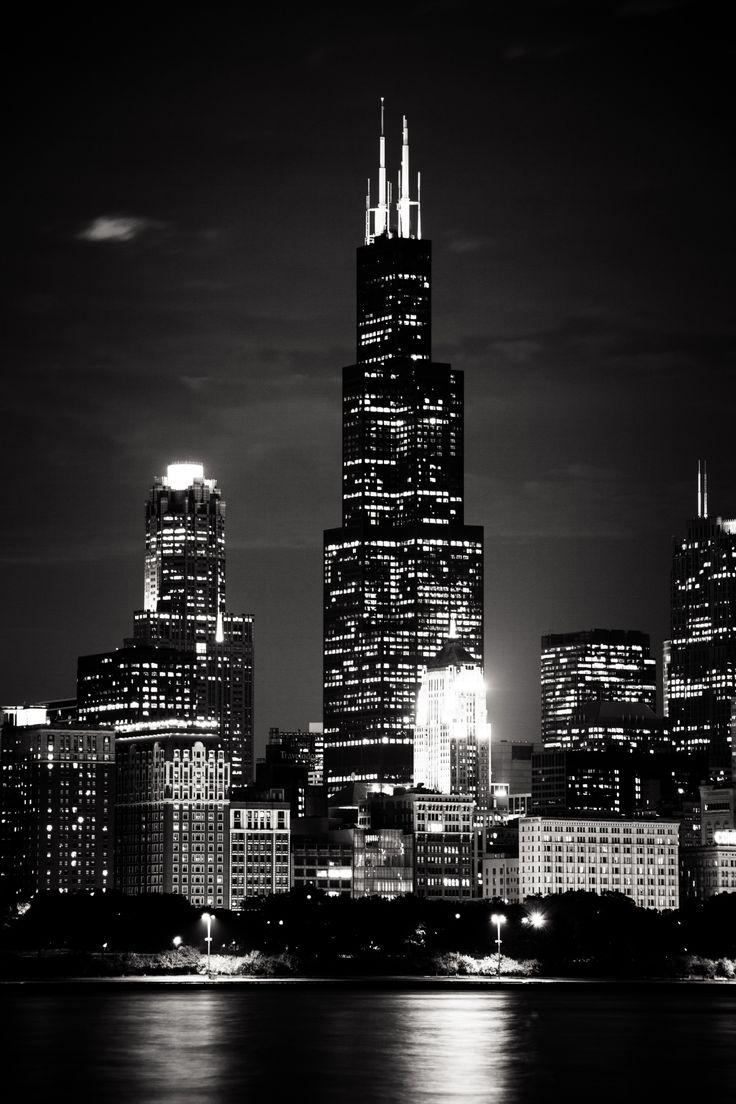 736x1104 Picture 230000 Velka Chicago Skyline At Night 150592. Black And White Photo Wall, Black Aesthetic Wallpaper, Black Wallpaper