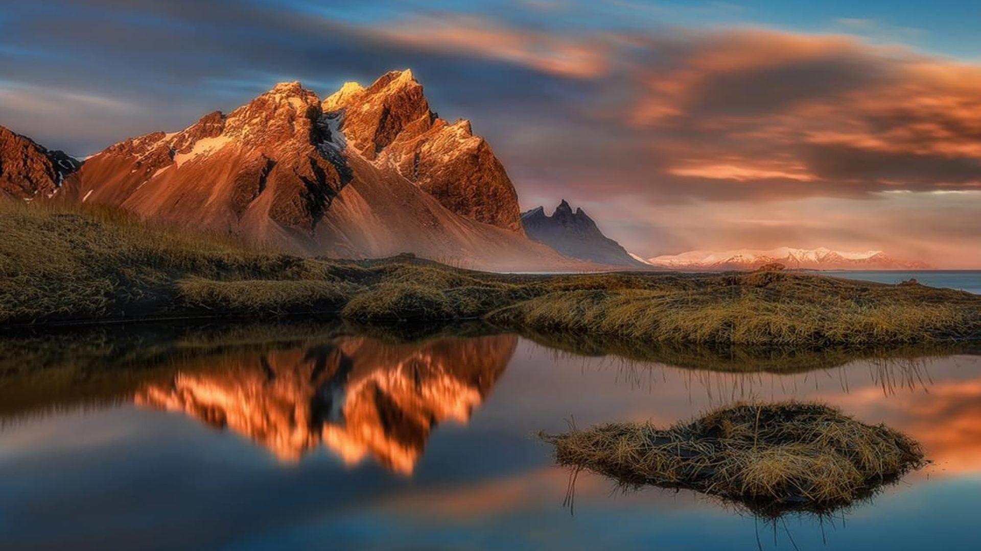 1920x1080 Reflection In Water Stokksnes Vestrahorn Mountain In East Iceland