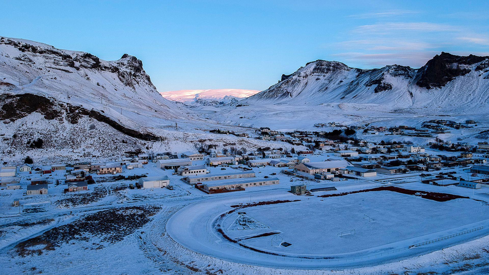 1920x1080 Photos Iceland Myrdalshreppur Nature Winter Hill Snow 1920x1080