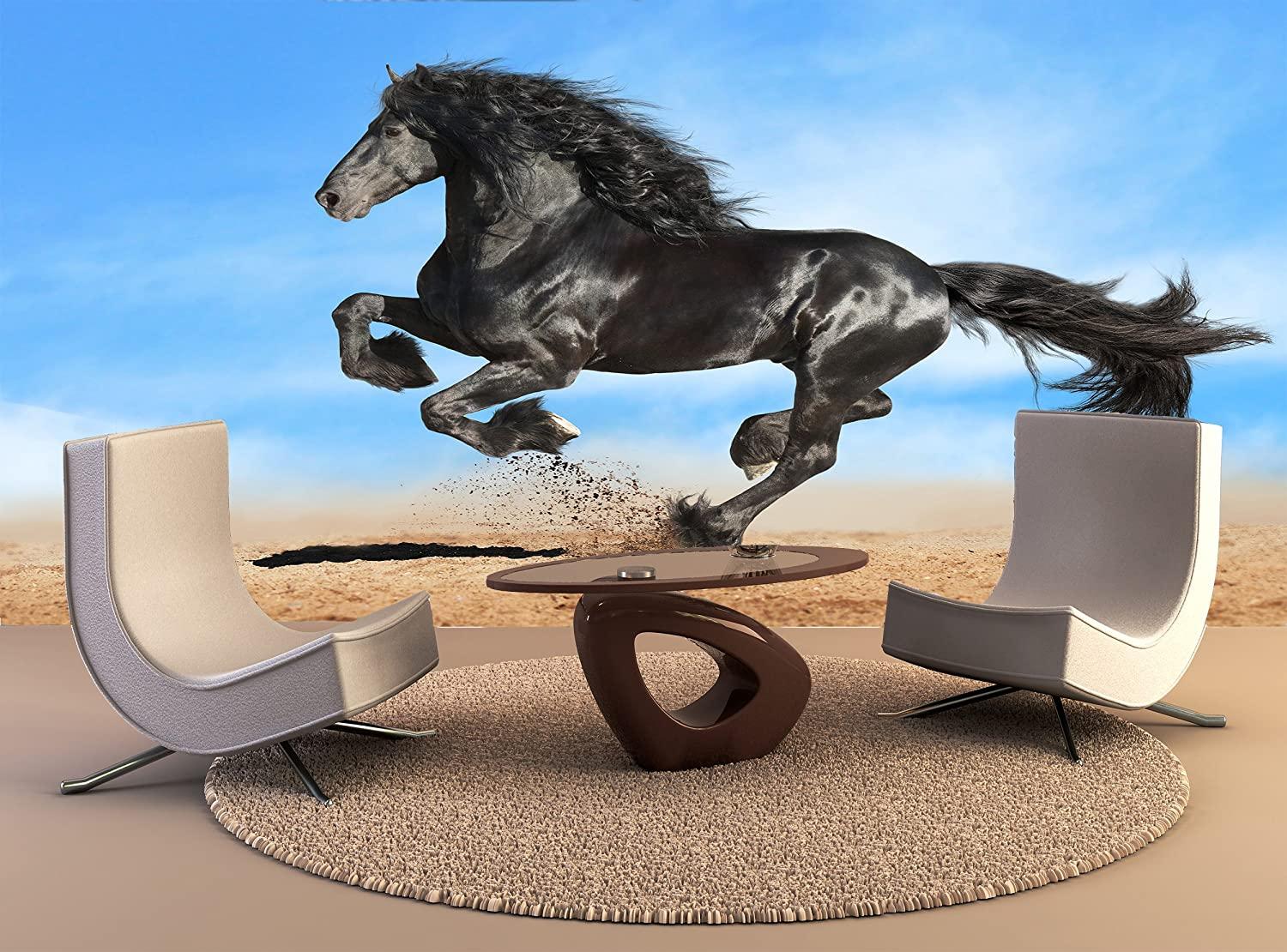 1500x1110 Wallpaper Mural Black Friesian Horse Runs Gallop Wall Art Decor Photo Wallpaper Poster Print