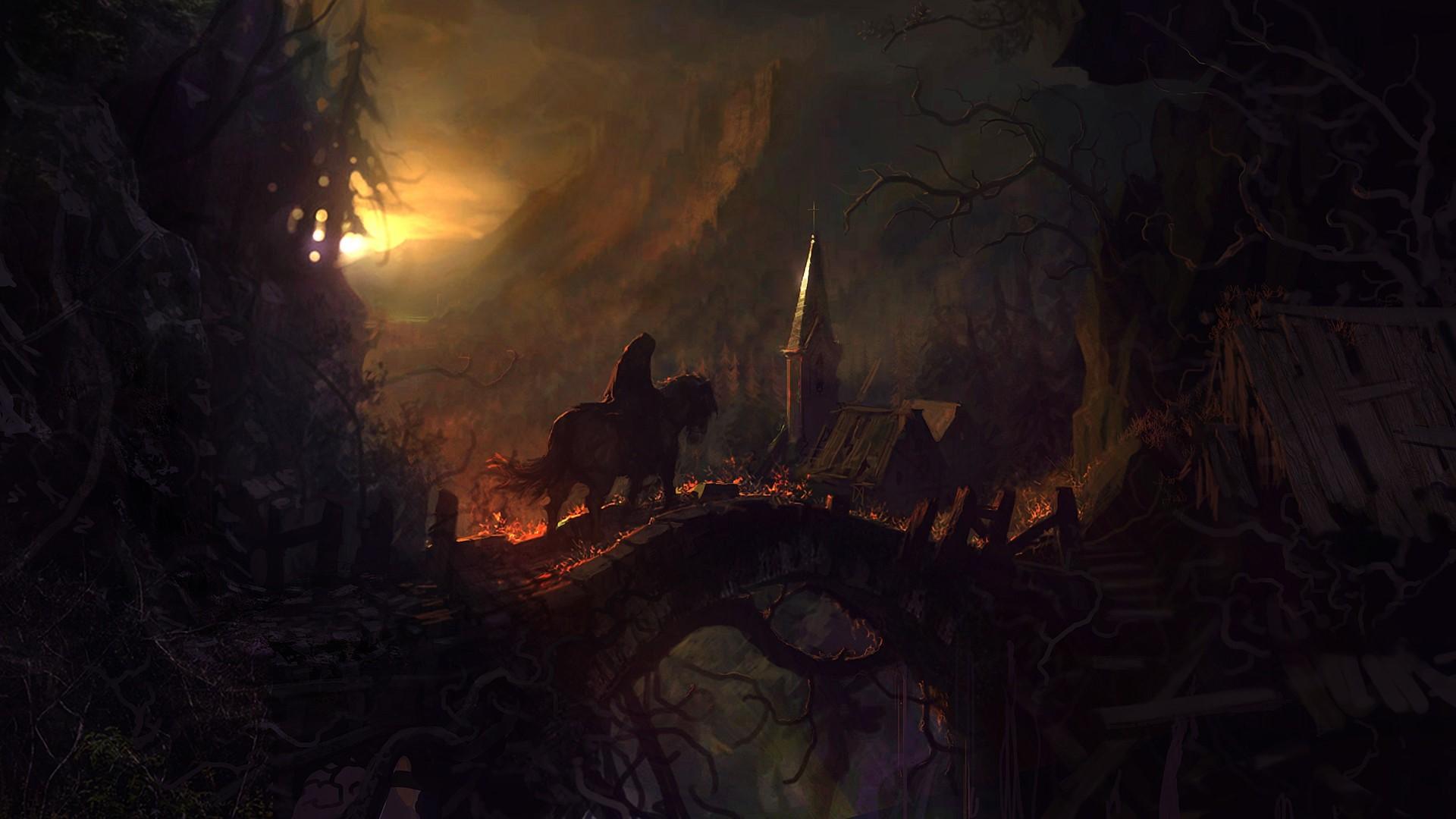 1920x1080 Castlevania: Lords of Shadow, forest, church, Castlevania, sunset Gallery HD Wallpaper
