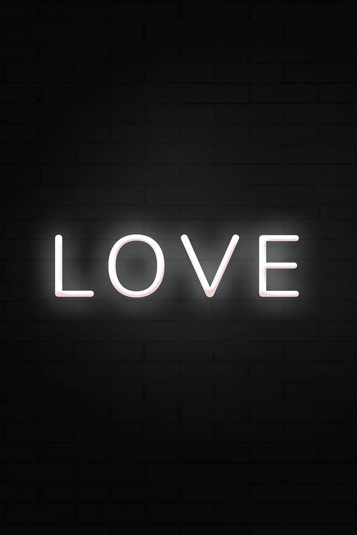 736x1104 Glowing LOVE neon typography on a black background. free image by rawpixel.com / Hein. Neon typography, Black and white picture wall, Neon
