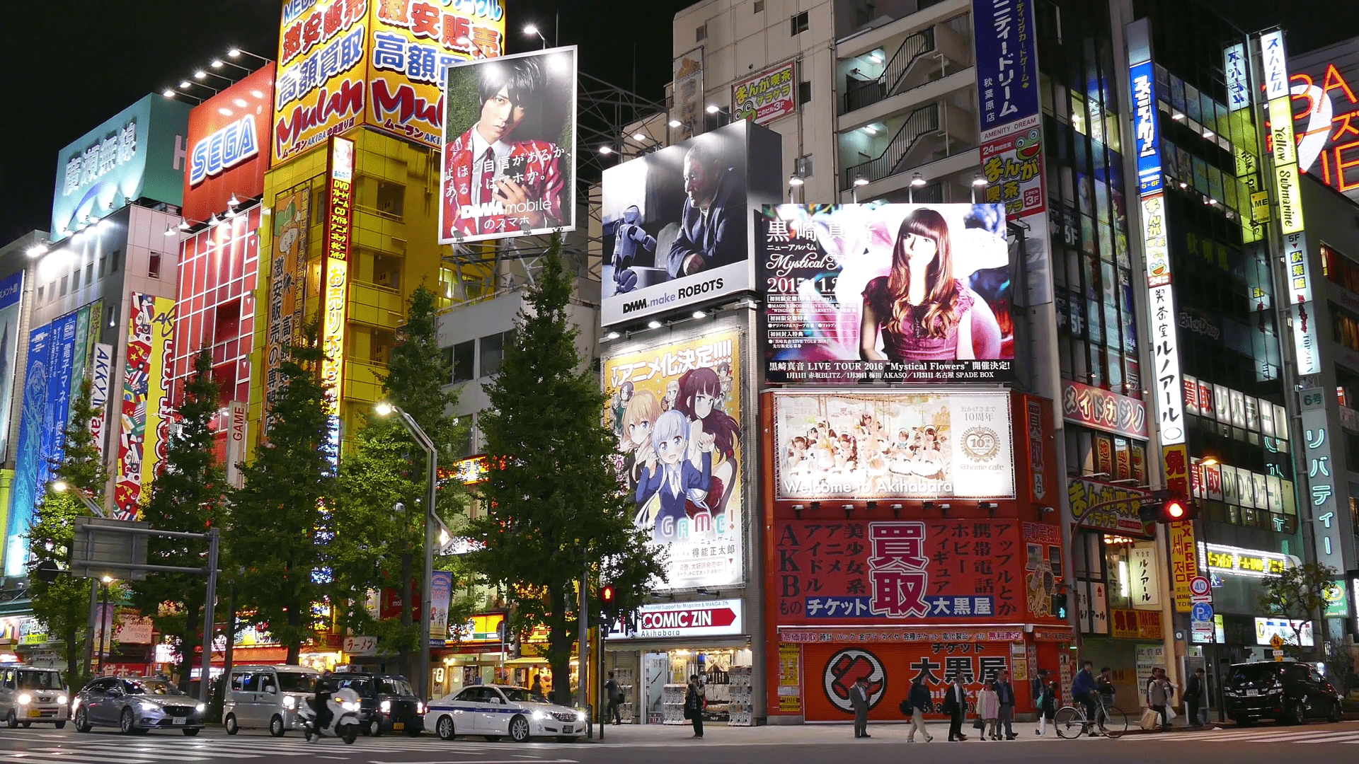 1920x1080 Akihabara District, Tokyo, Japan, Asia. View Of The Japanese City With Modern Buildings, Neon Lights, Signs, Billboards, Advertising. Famous Tourist Spot, Asian Travel Attraction, Shops, Stores Stock Video Footage 00:14 SBV 305127668
