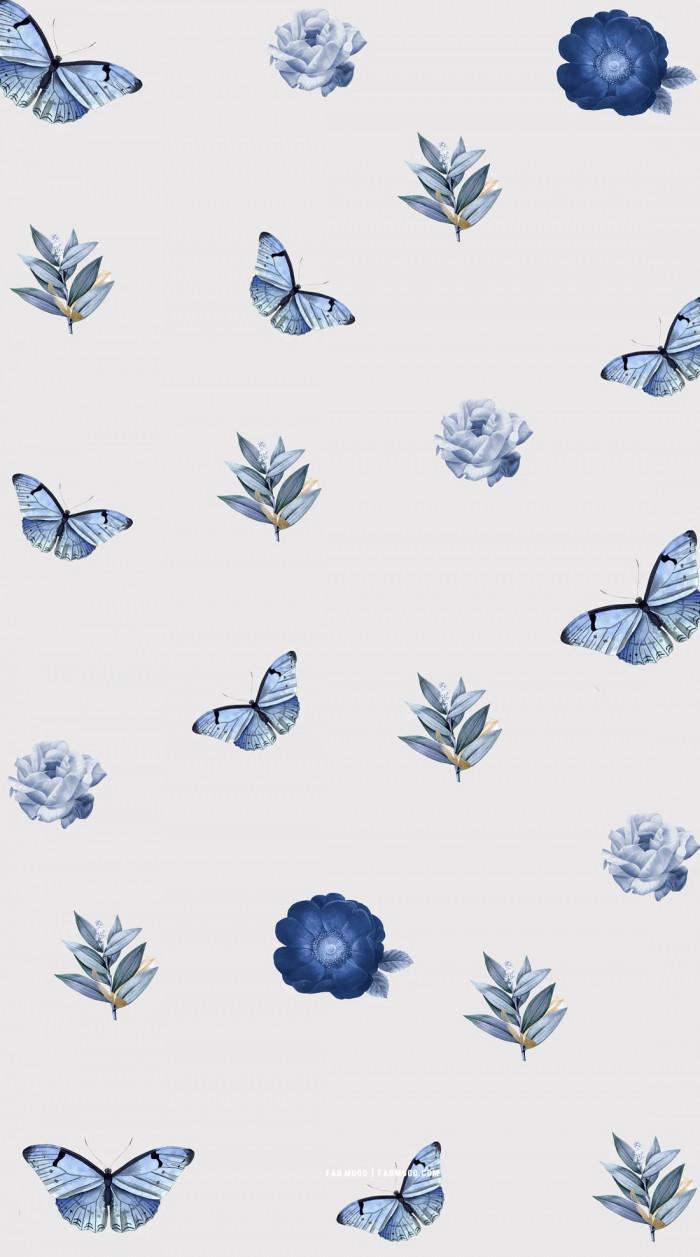 700x1257 Cute Spring Wallpaper for Phone & iPhone : Blue Butterfly